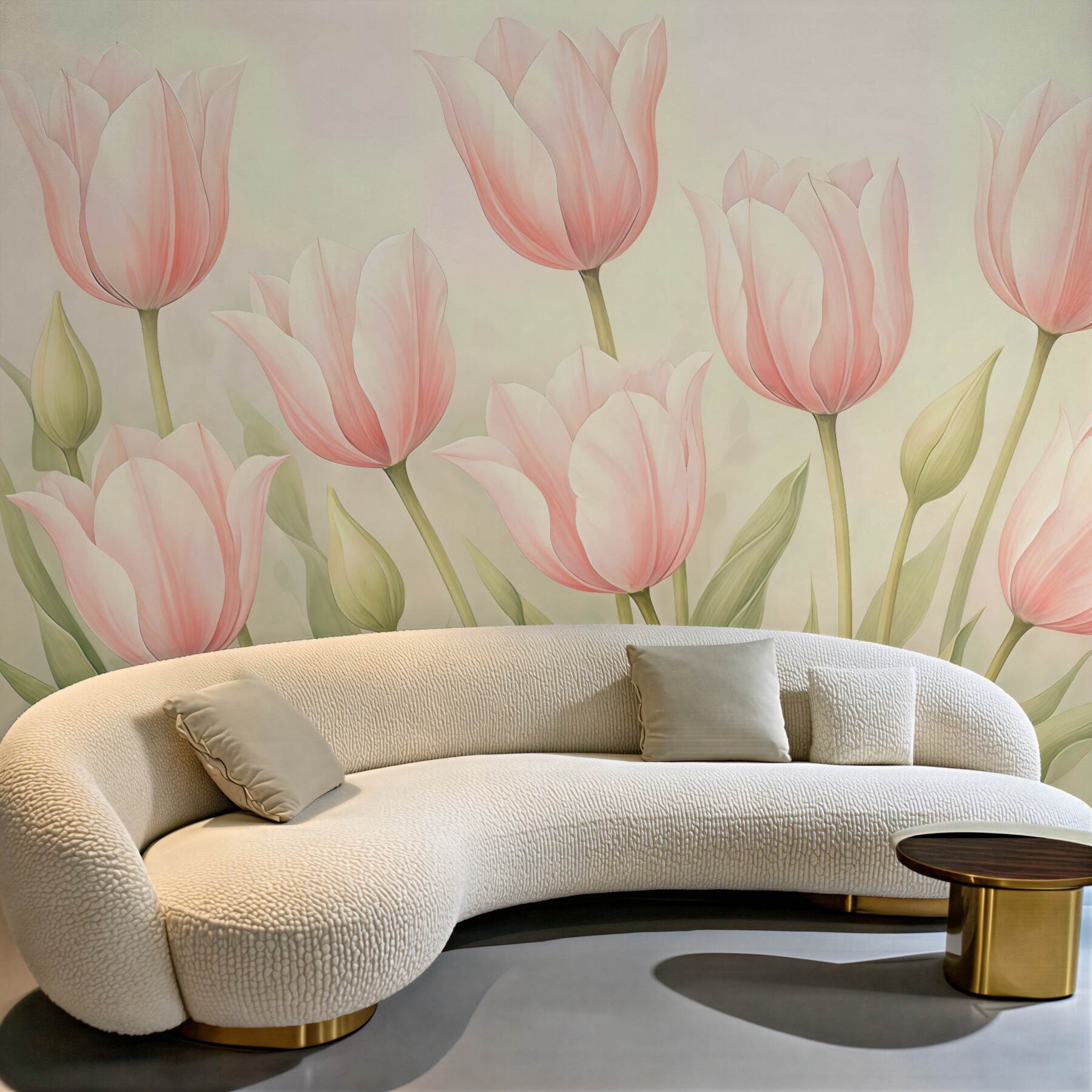 Fototapeta pudrowe tulipany w delikatnym świetle