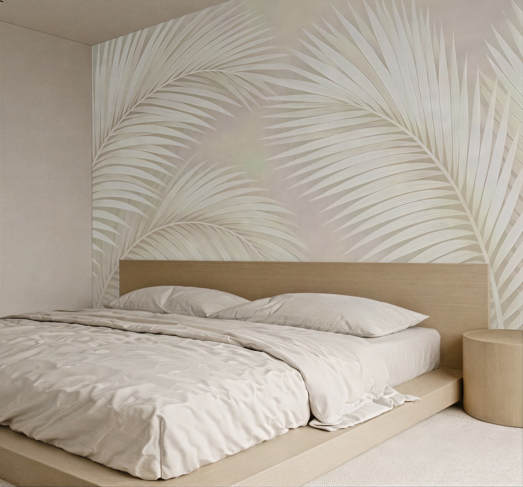 Fototapeta jasne liście palmowe w stylu boho