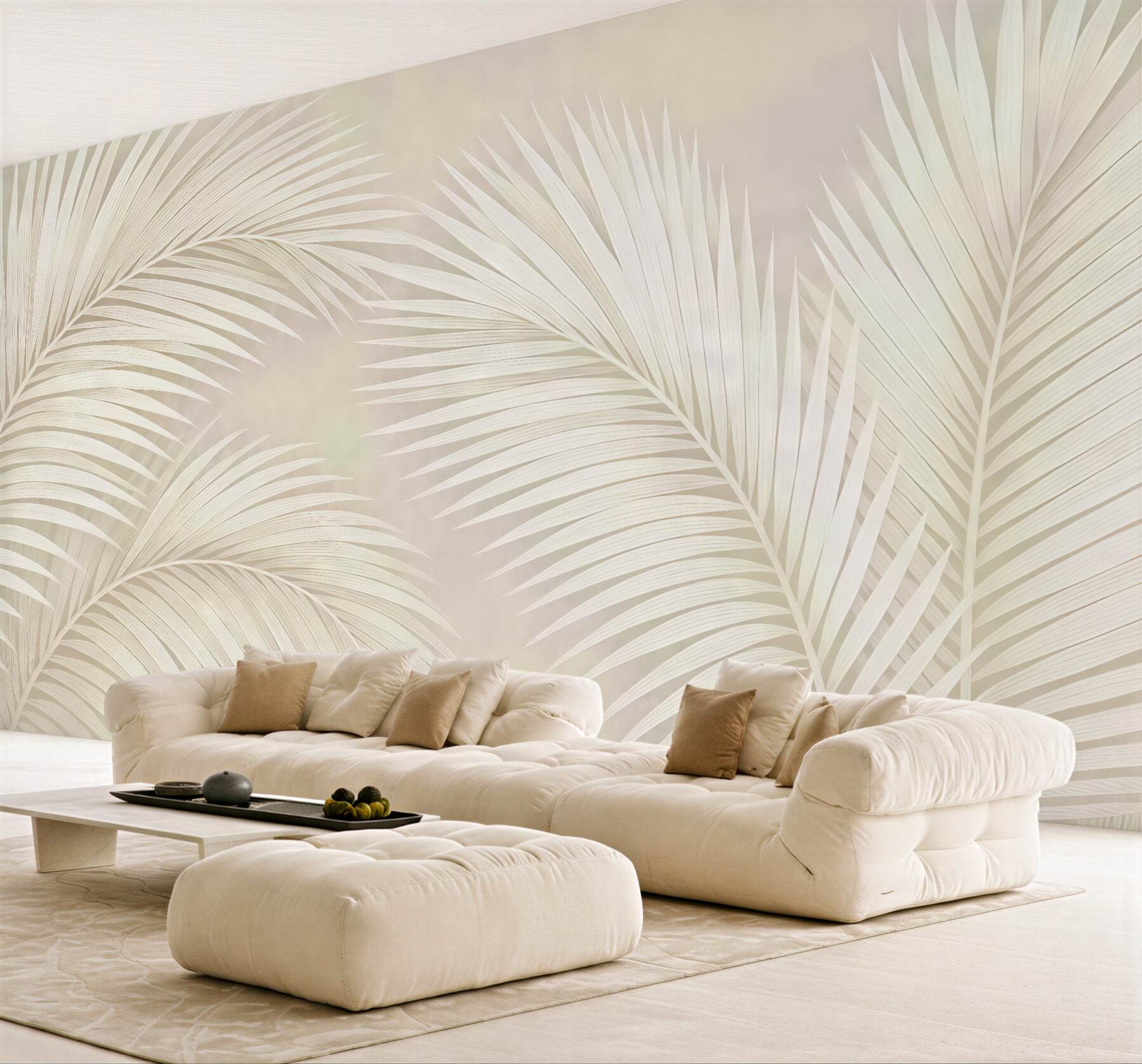Fototapeta jasne liście palmowe w stylu boho