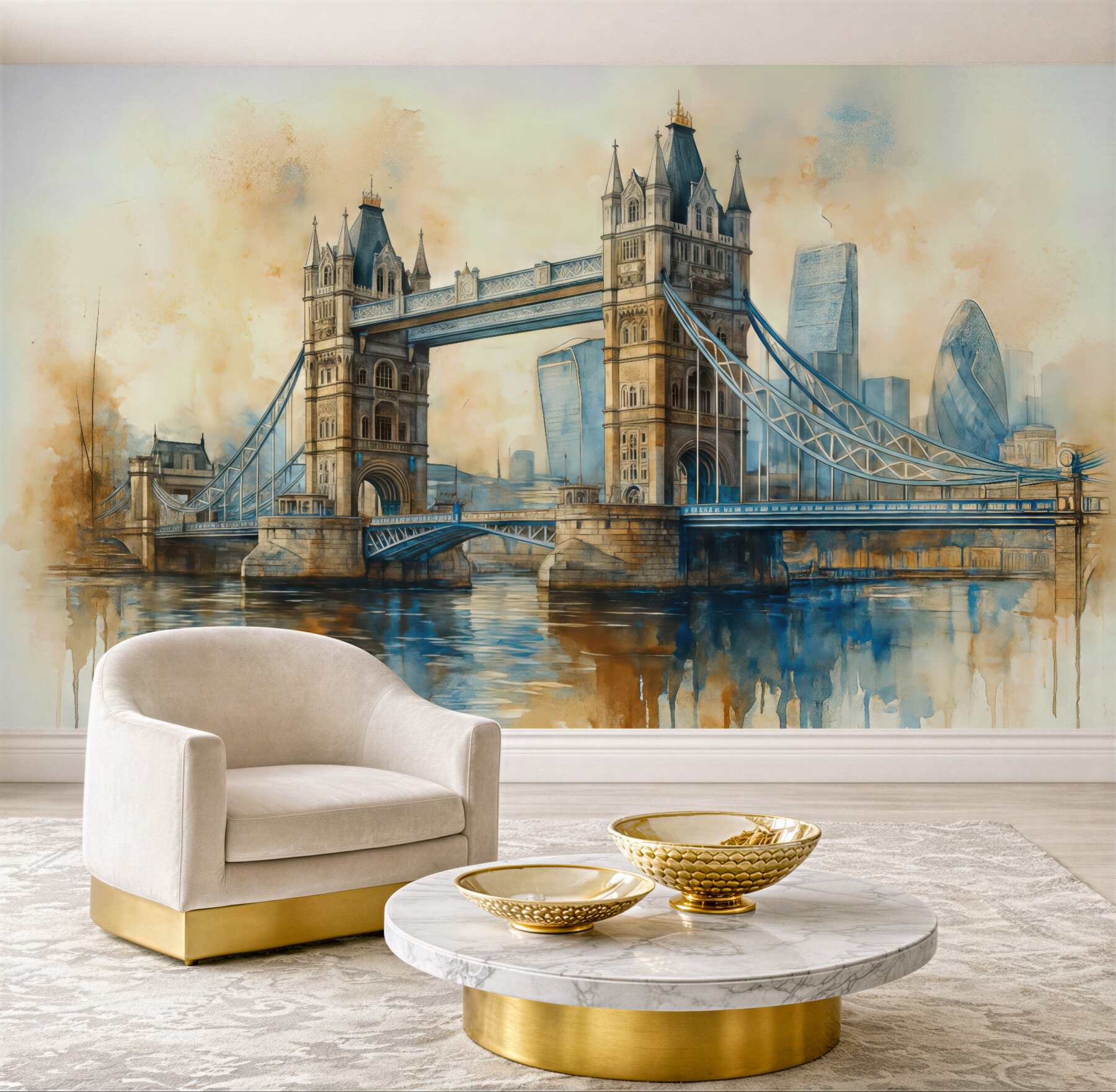 Fototapeta akwarelowy tower bridge w londynie