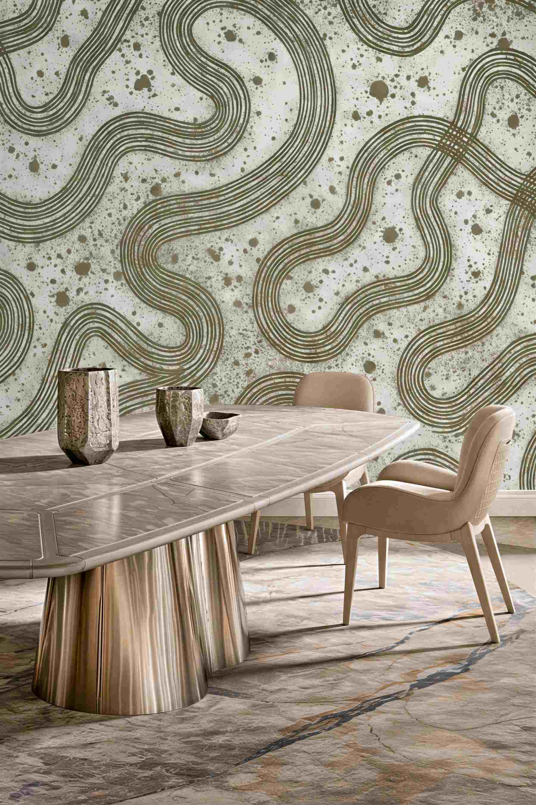 Fototapeta organiczne linie w retro stylu