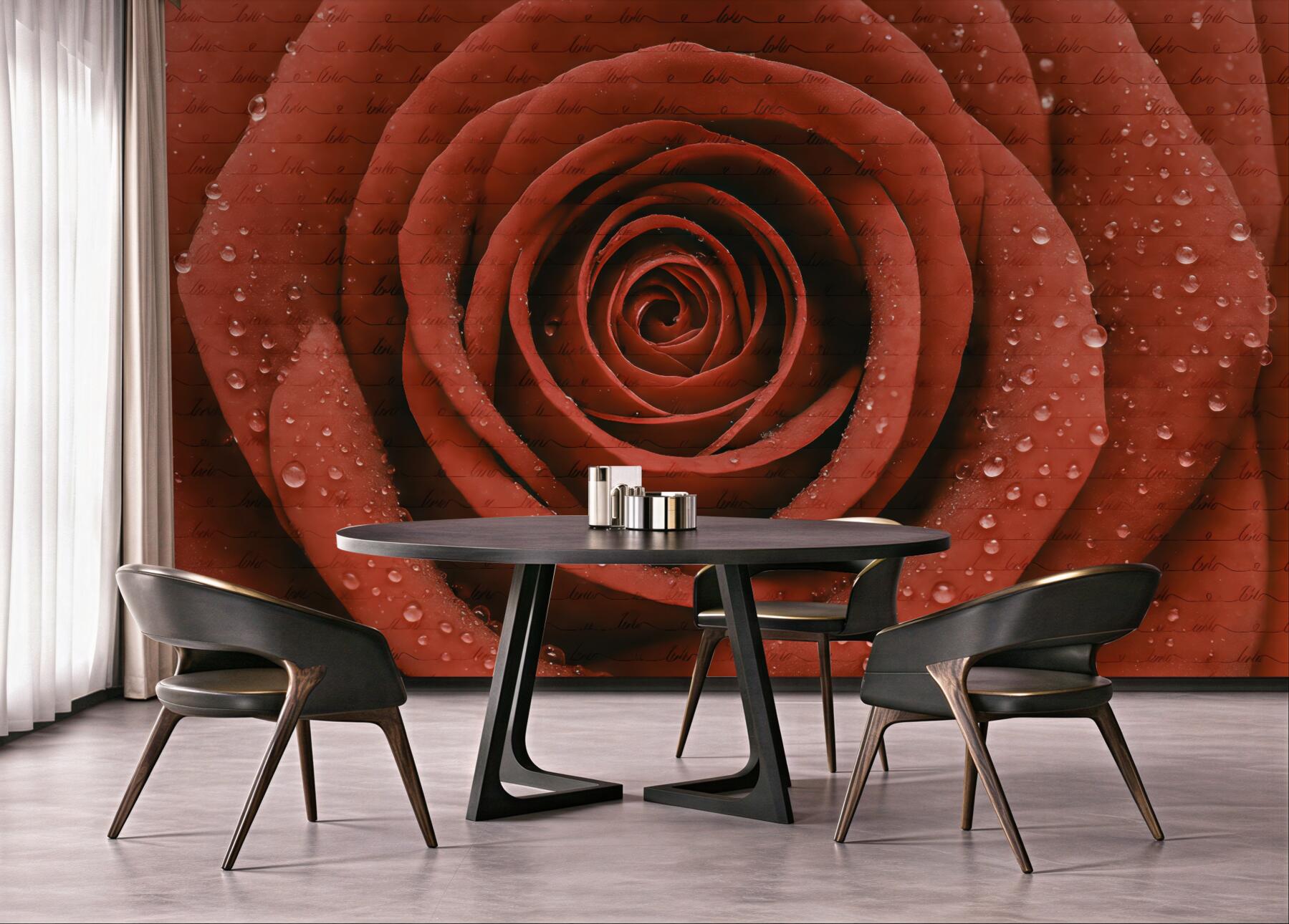 Fototapeta zmysłowa czerwona róża z kroplami