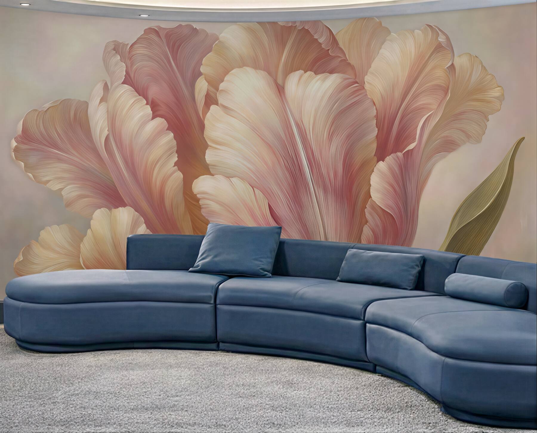Fototapeta pudrowy tulipan w subtelnym zbliżeniu