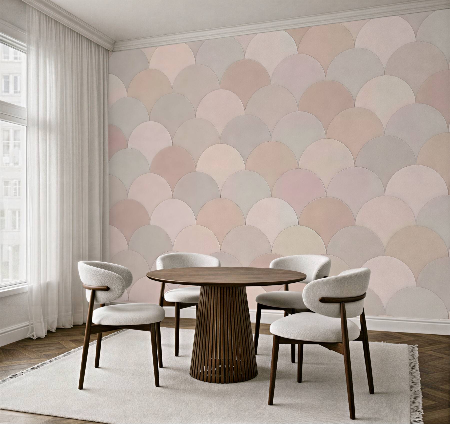 Fototapeta pudrowa mozaika geometrycznych łusek