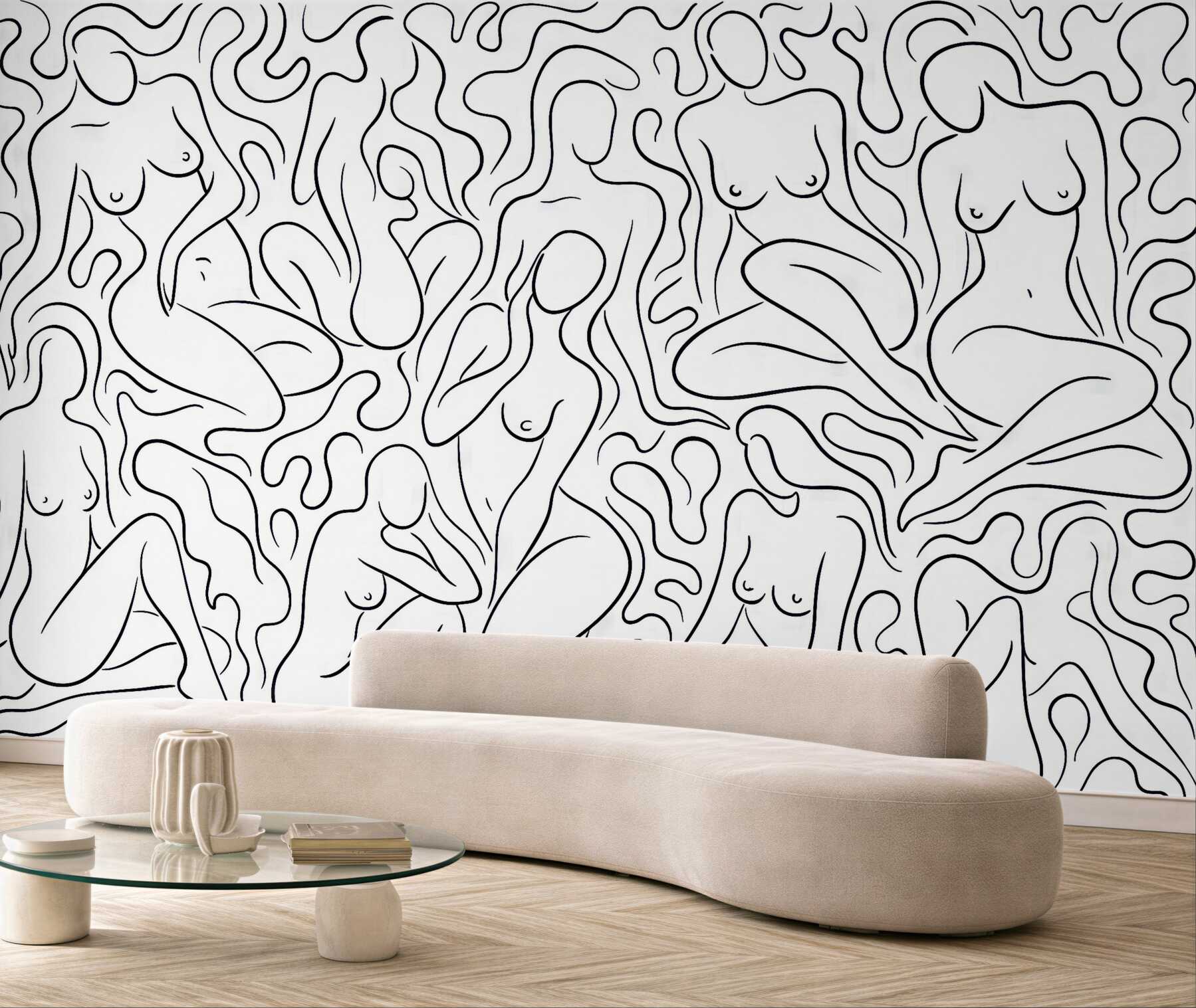 Fototapeta minimalistyczne kobiece kontury w abstrakcji