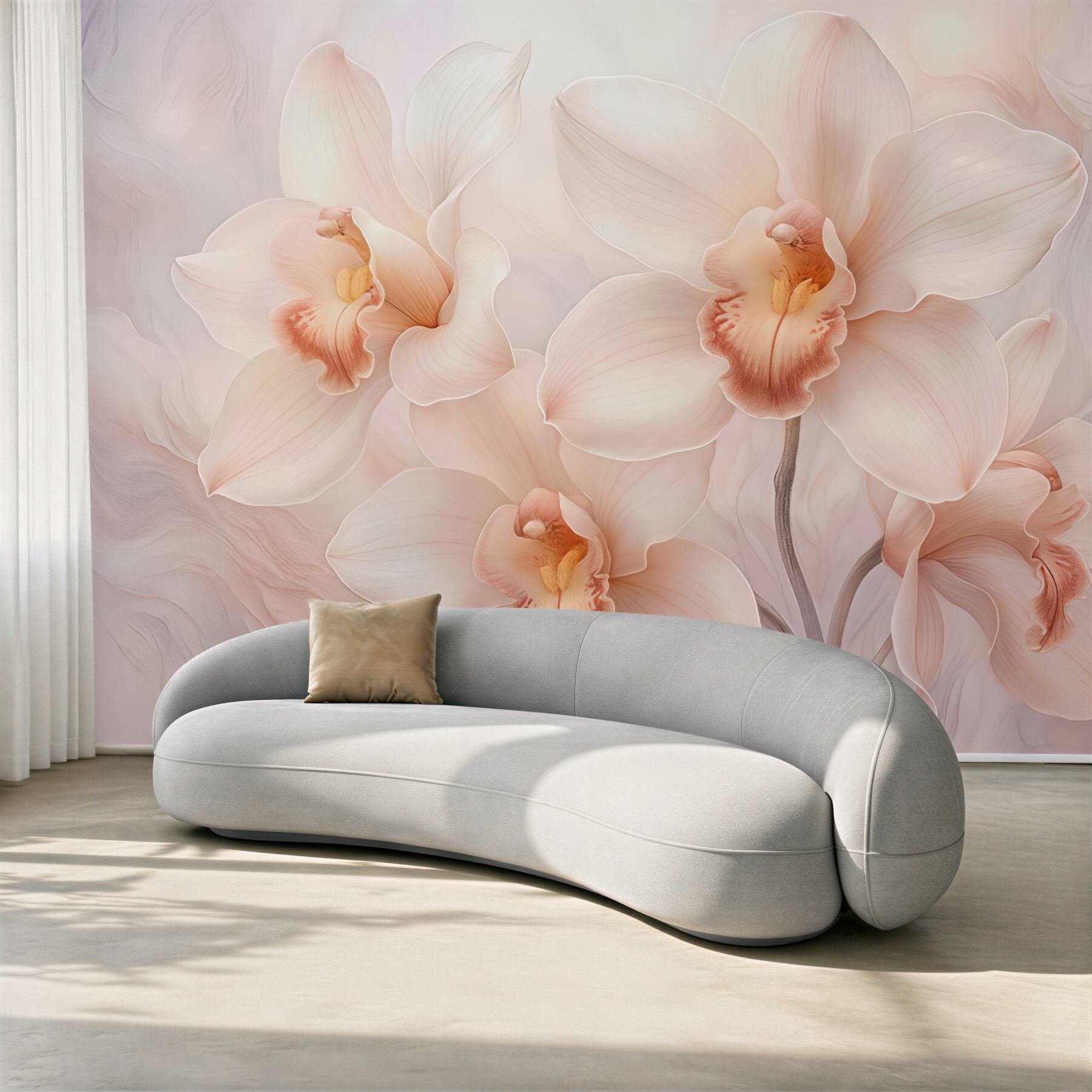 Fototapeta pudrowe orchidee w subtelnej elegancji