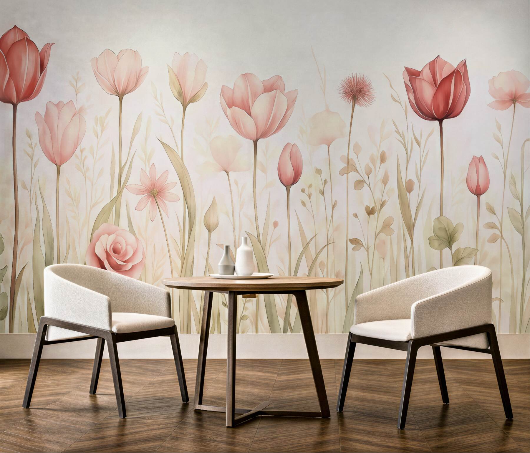 Fototapeta pastelowa łąka kwiatów