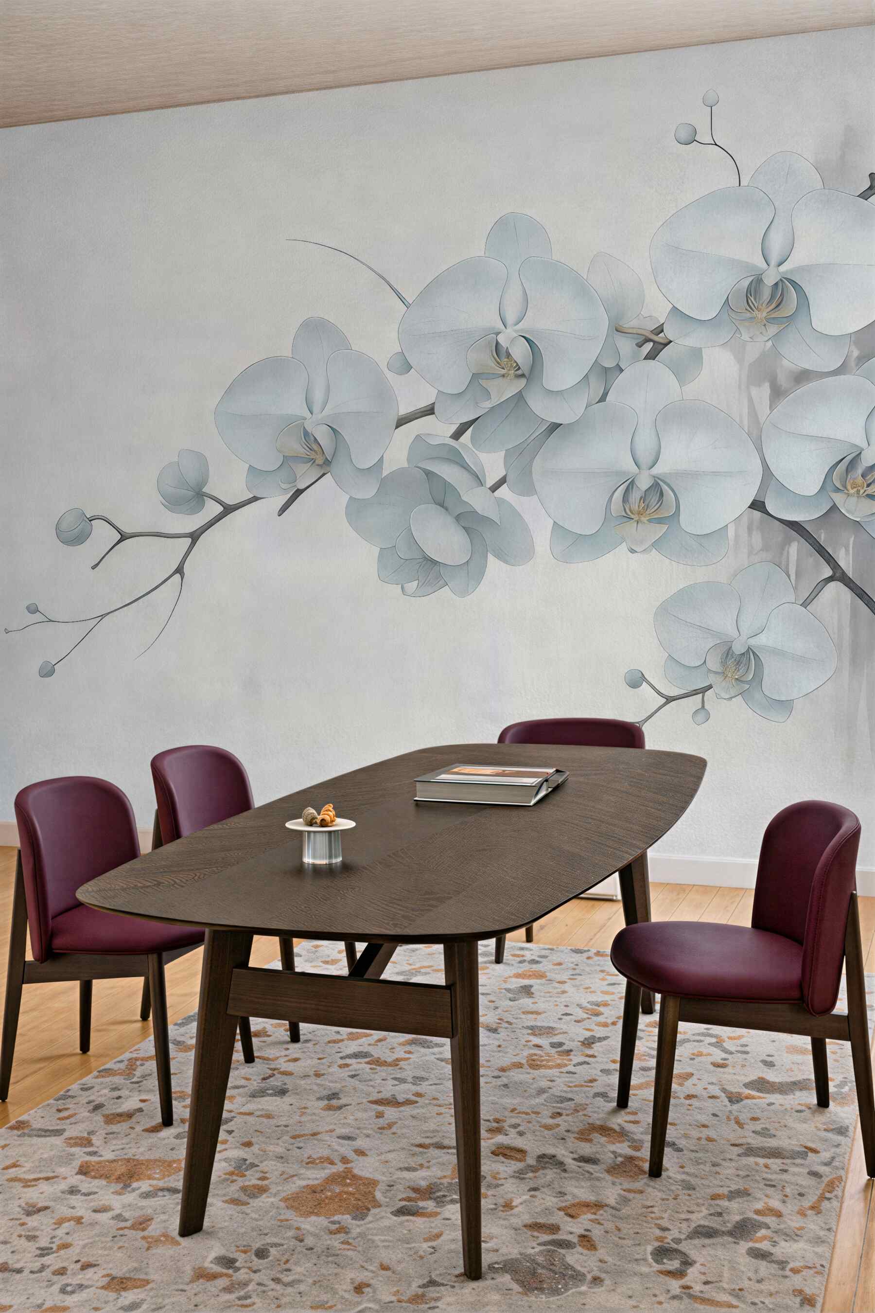 Fototapeta białe orchidee w delikatnej akwareli