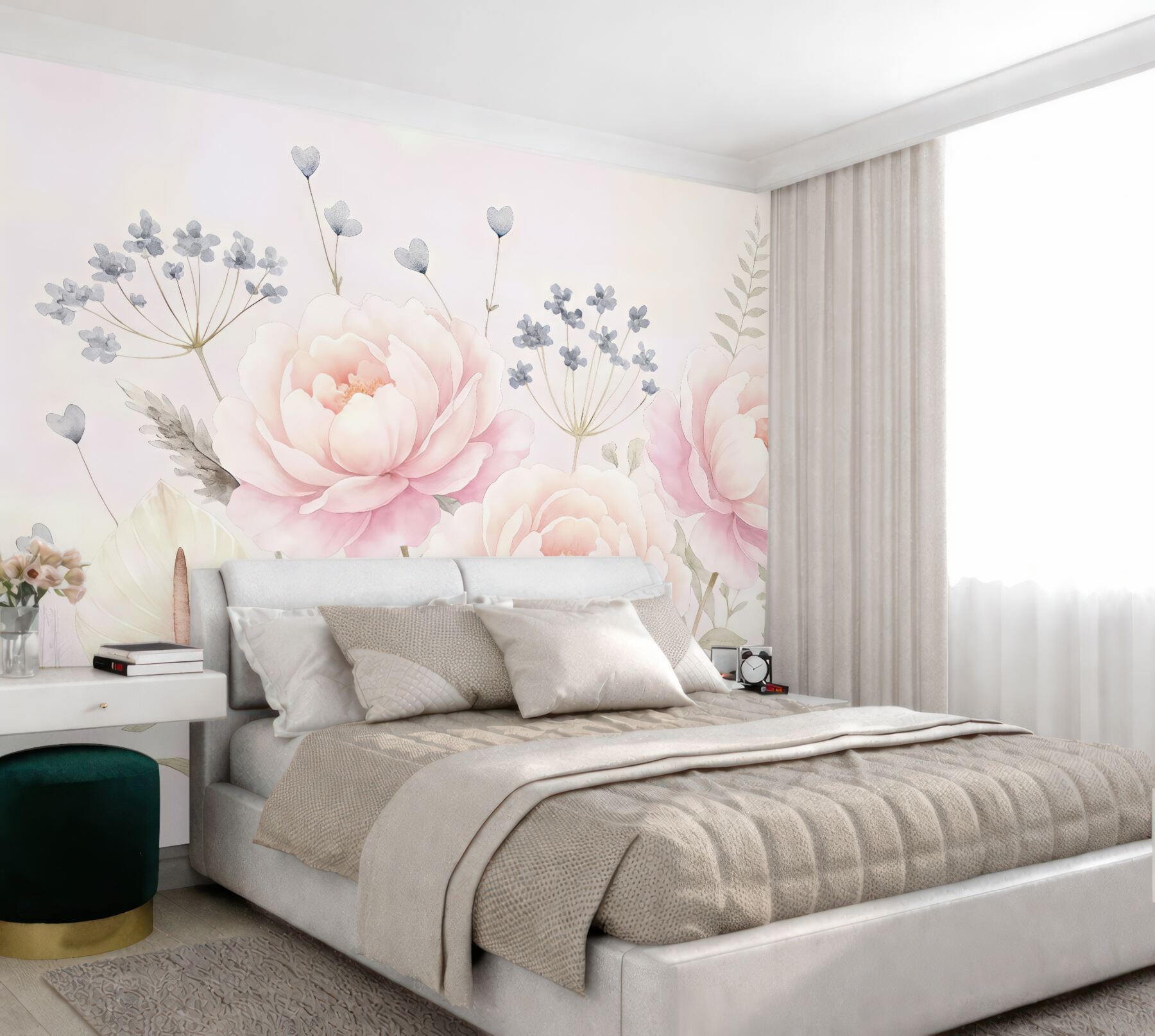 Fototapeta delikatne kwiaty w pastelowej harmonii