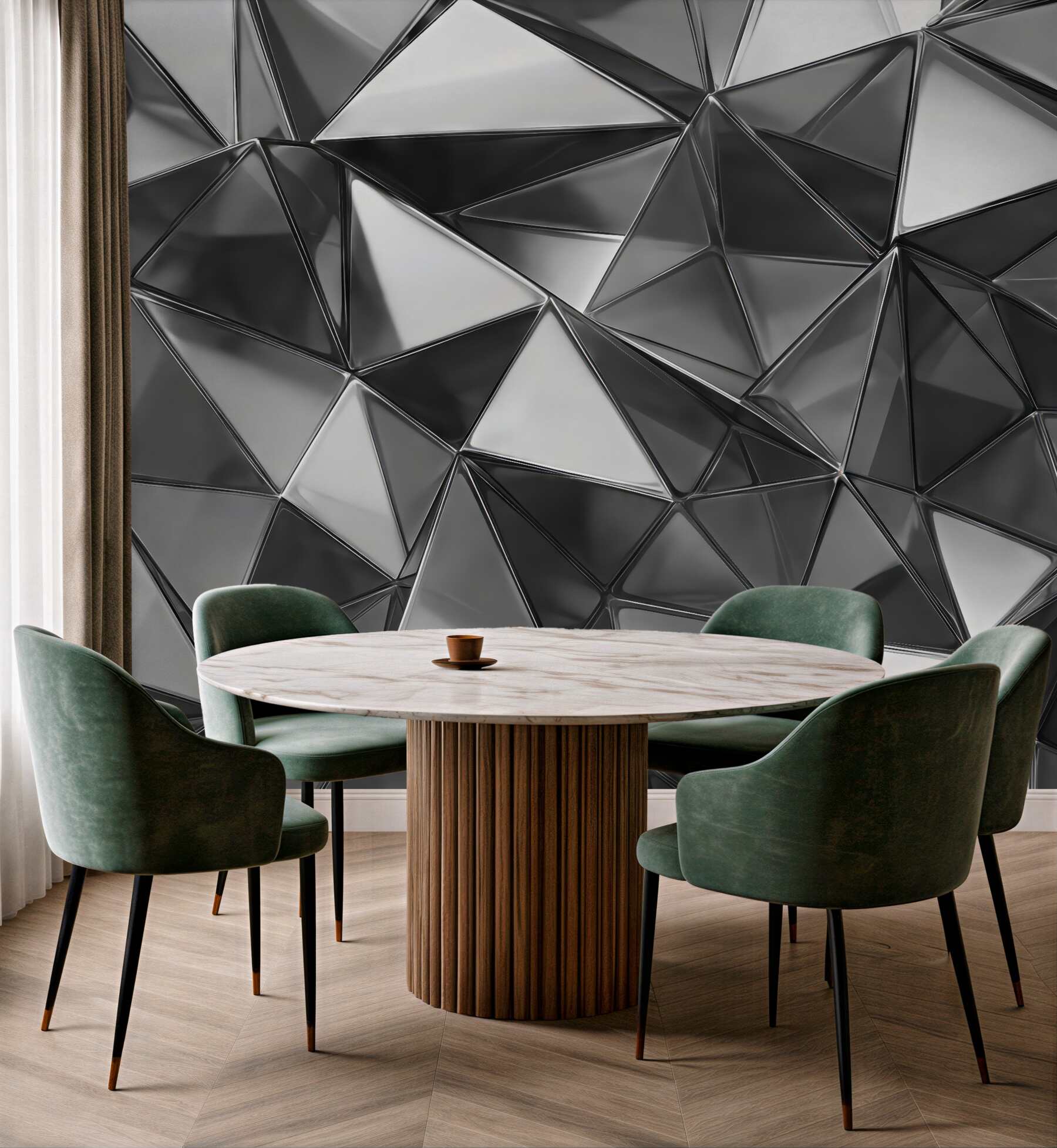 Fototapeta srebrna geometryczna mozaika 3d