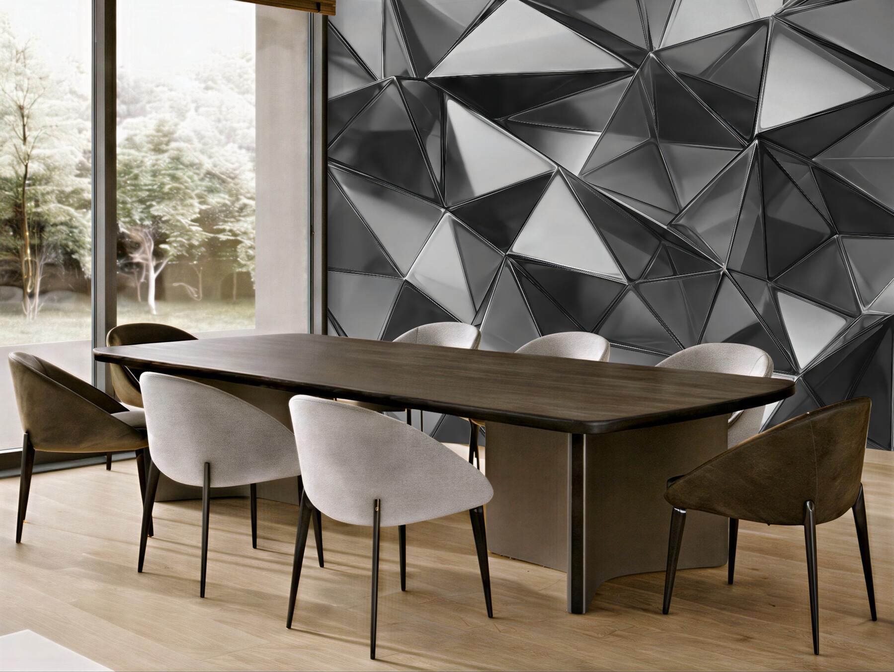 Fototapeta srebrna geometryczna mozaika 3d