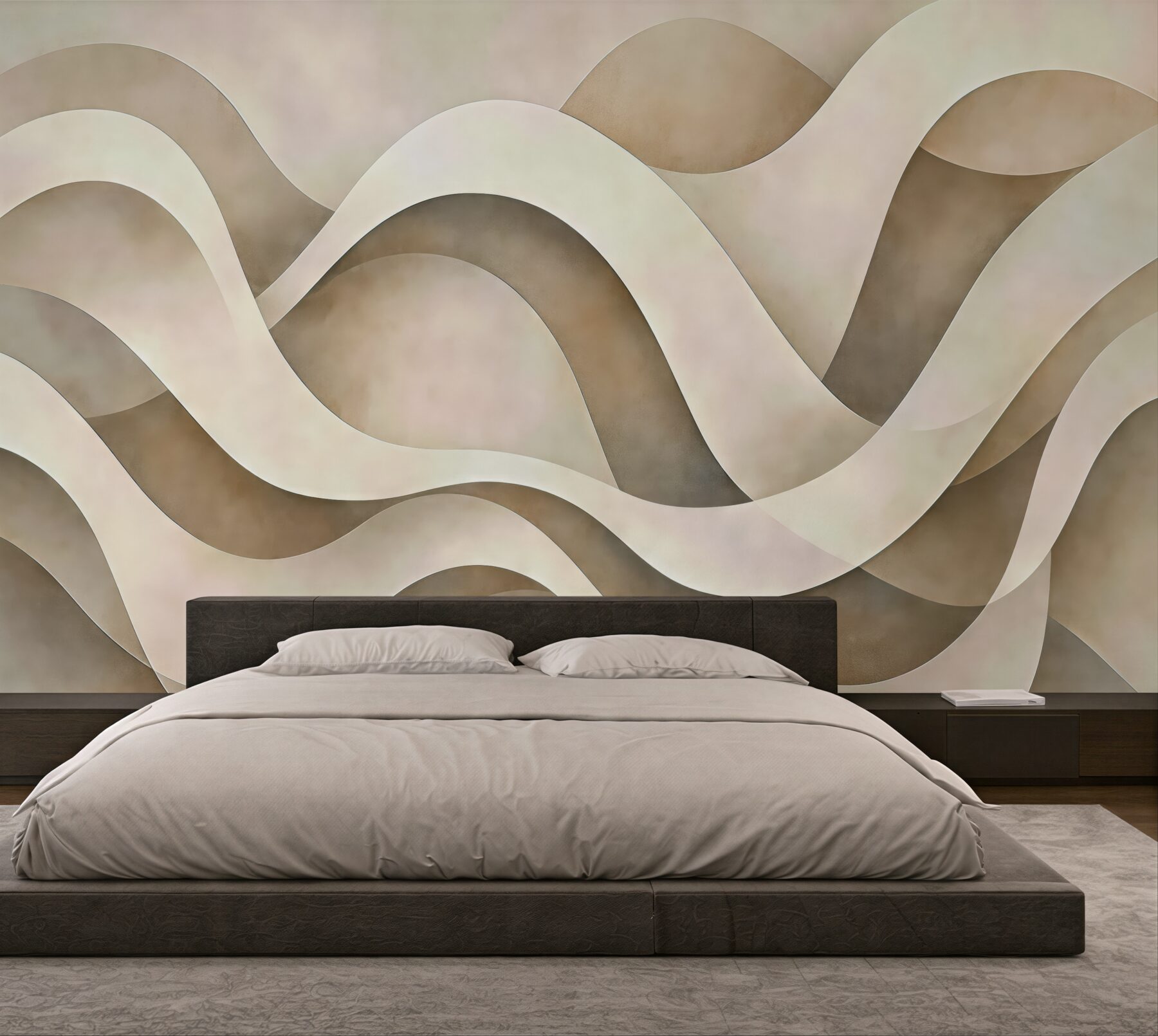 Fototapeta abstrakcyjne fale w kremowym spokoju