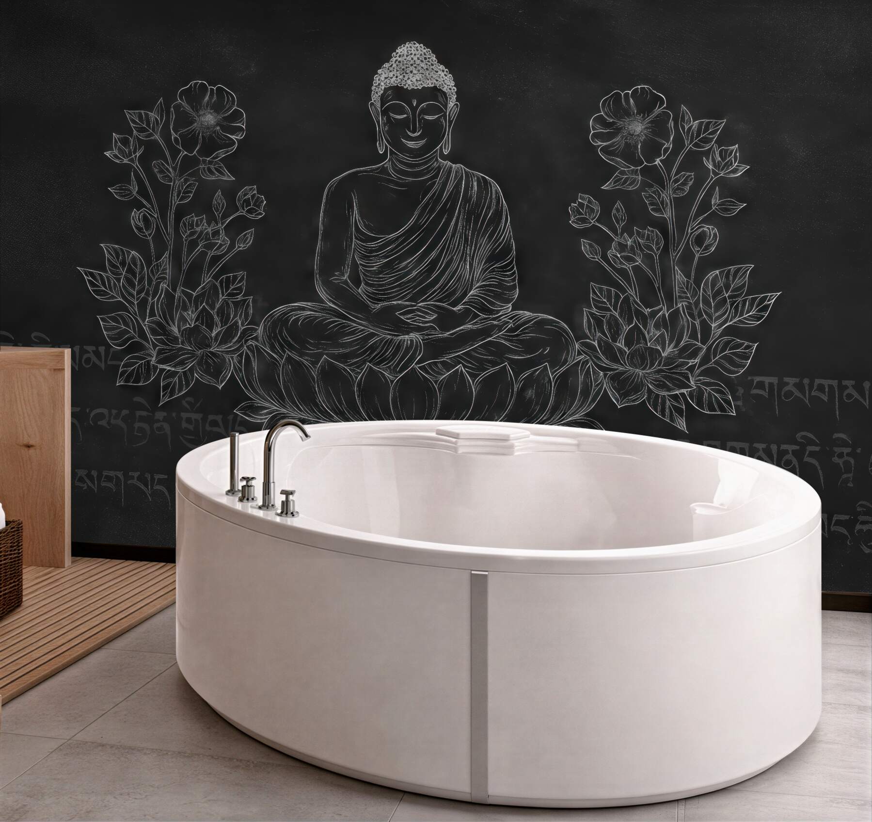 Fototapeta ciemny budda na lotosie