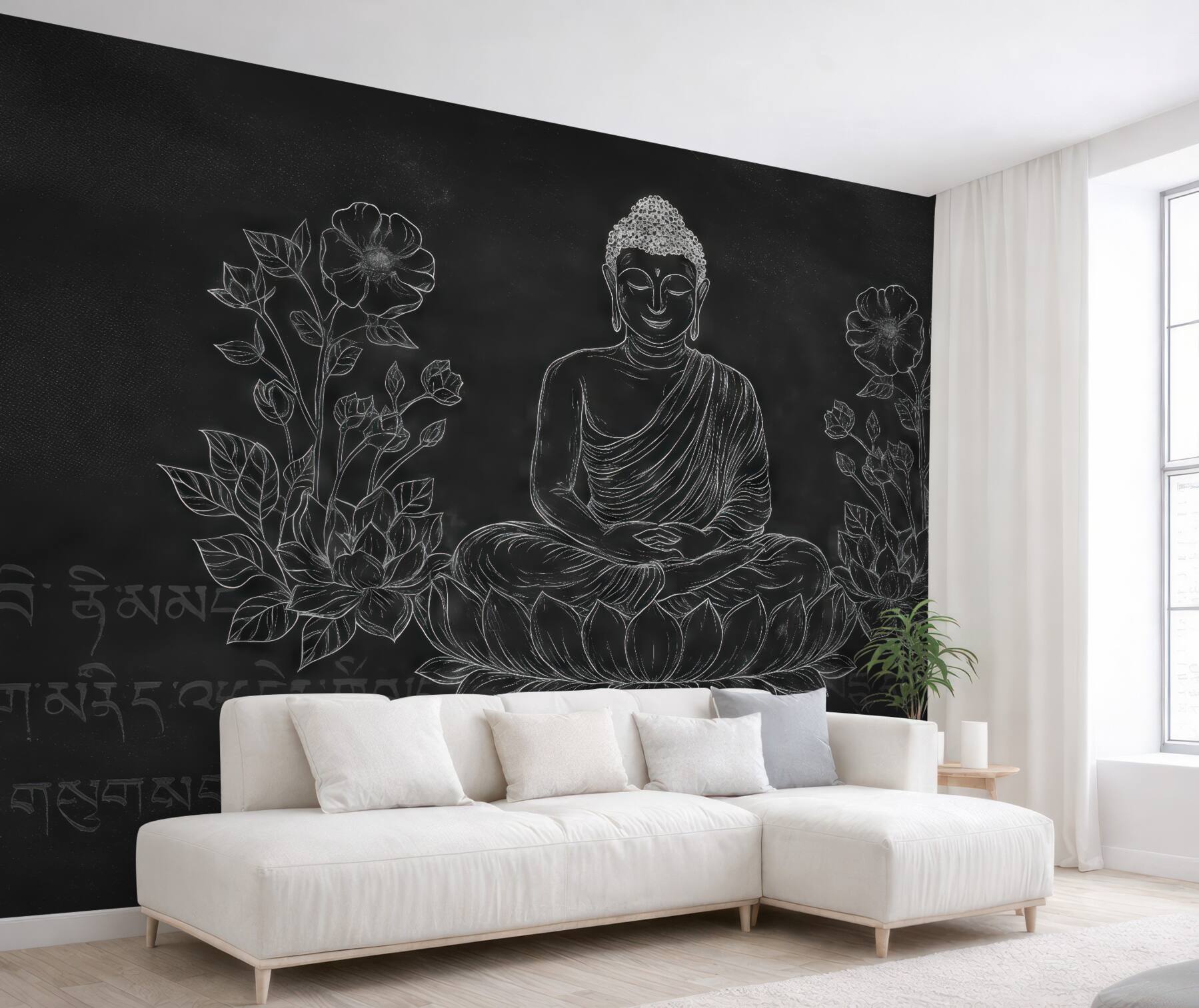 Fototapeta ciemny budda na lotosie