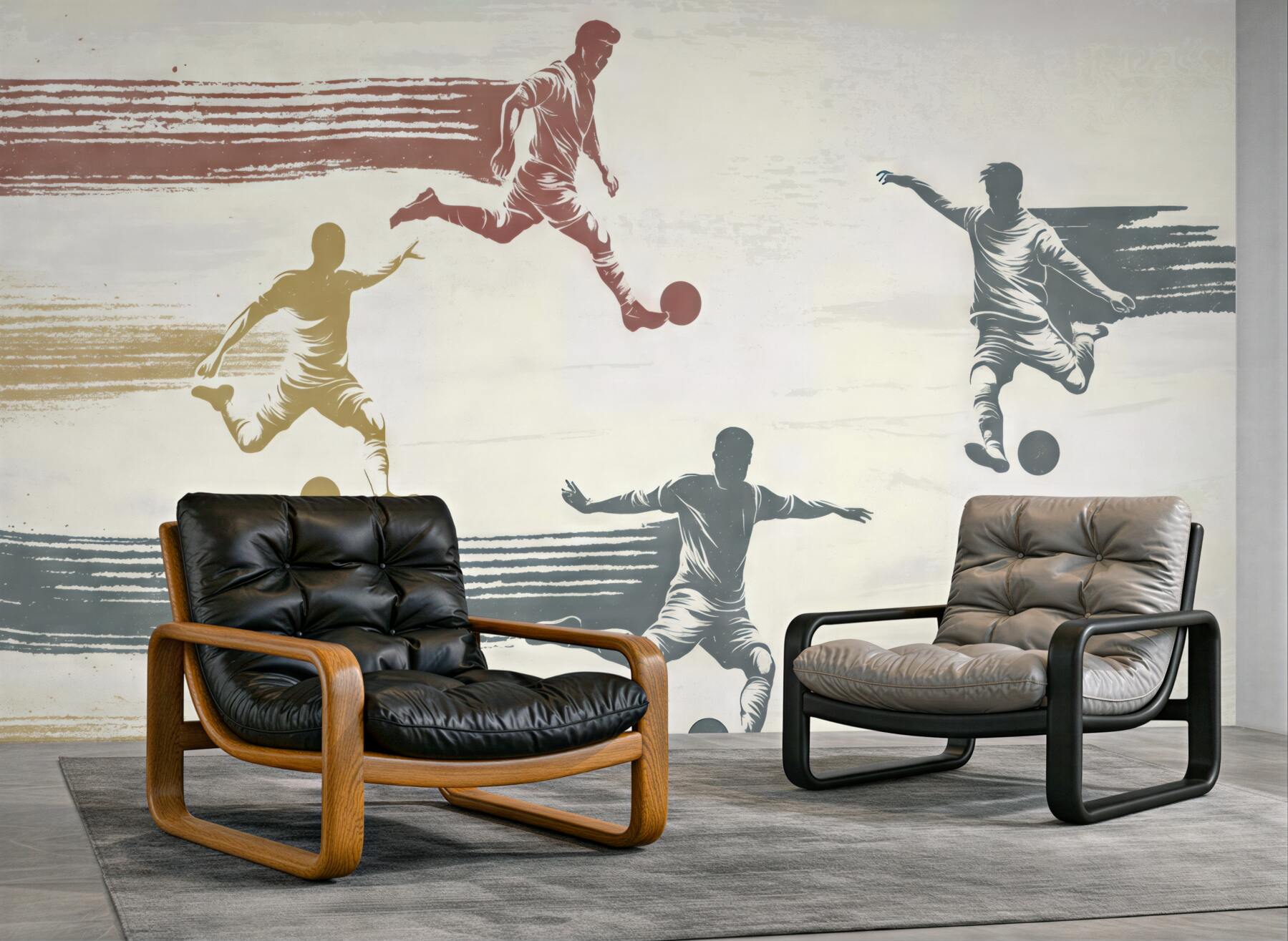 Fototapeta dynamiczni piłkarze w stylu retro