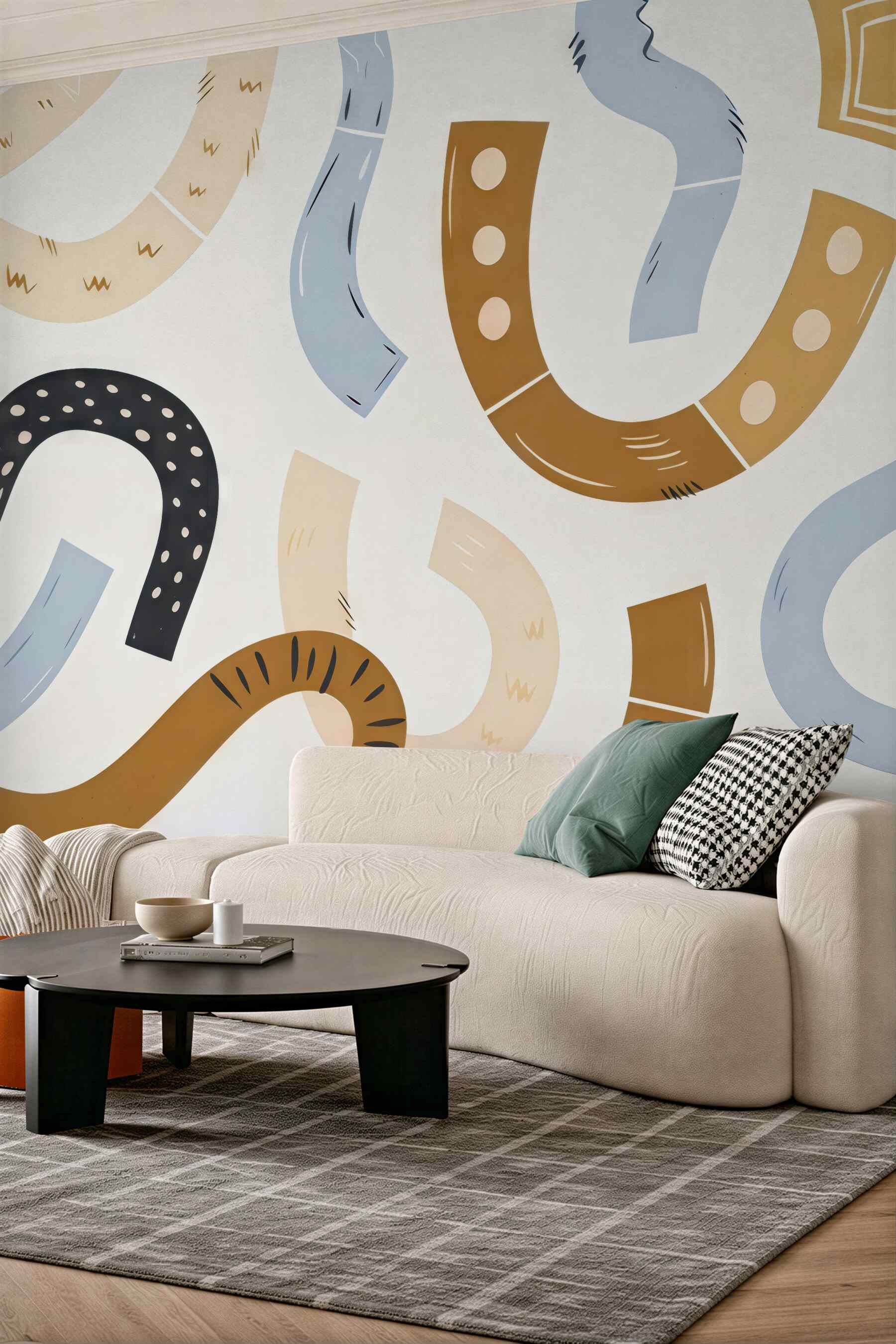 Fototapeta abstrakcyjne faliste linie boho pastelowe