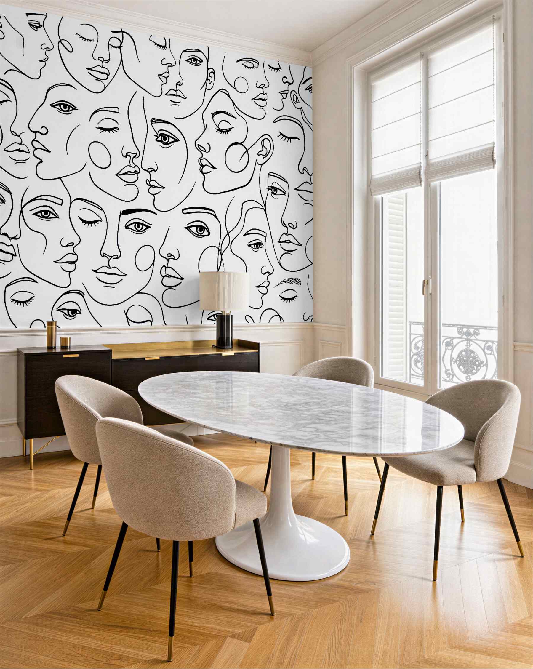 Fototapeta abstrakcyjne twarze w minimalistycznym stylu