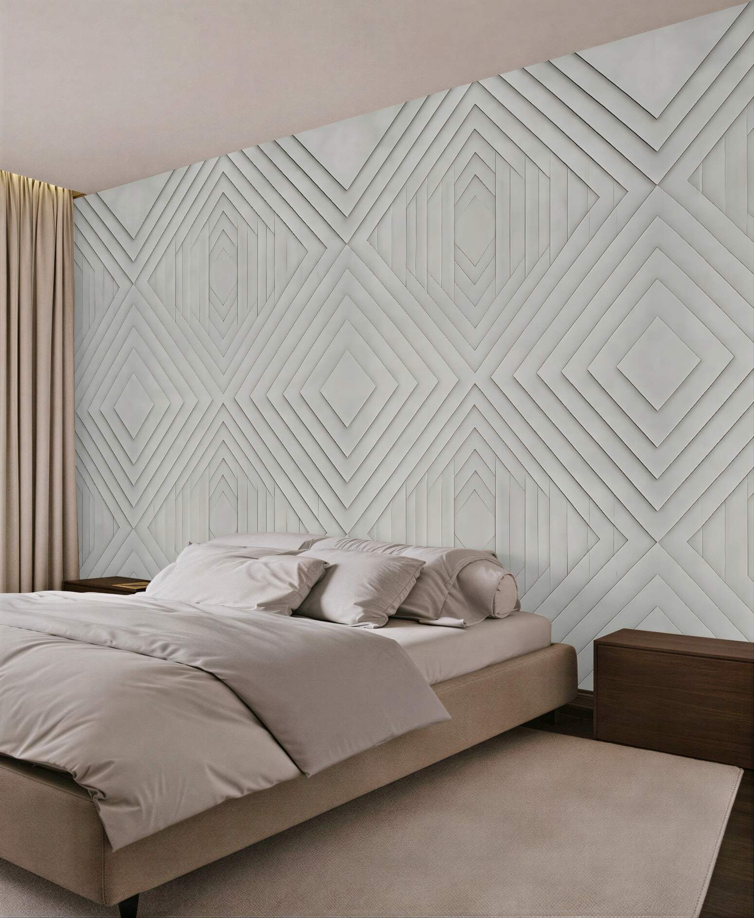 Fototapeta geometryczne diamenty w subtelnej bieli
