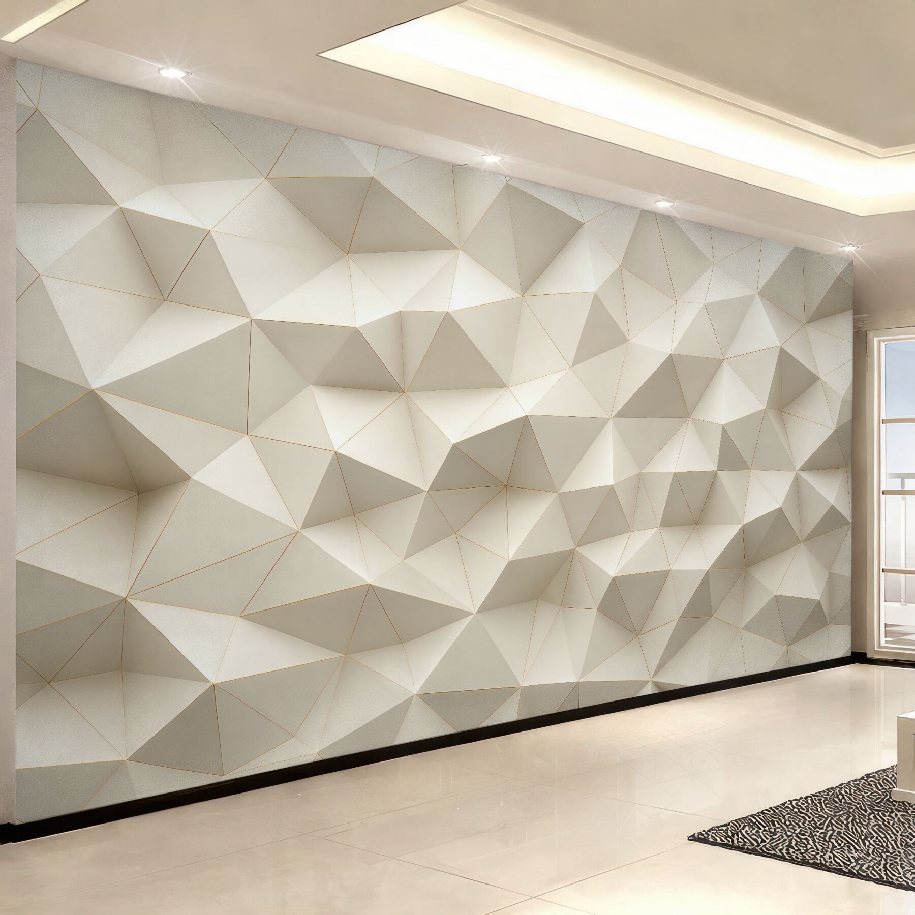 Fototapeta geometryczna mozaika 3d w wanilii