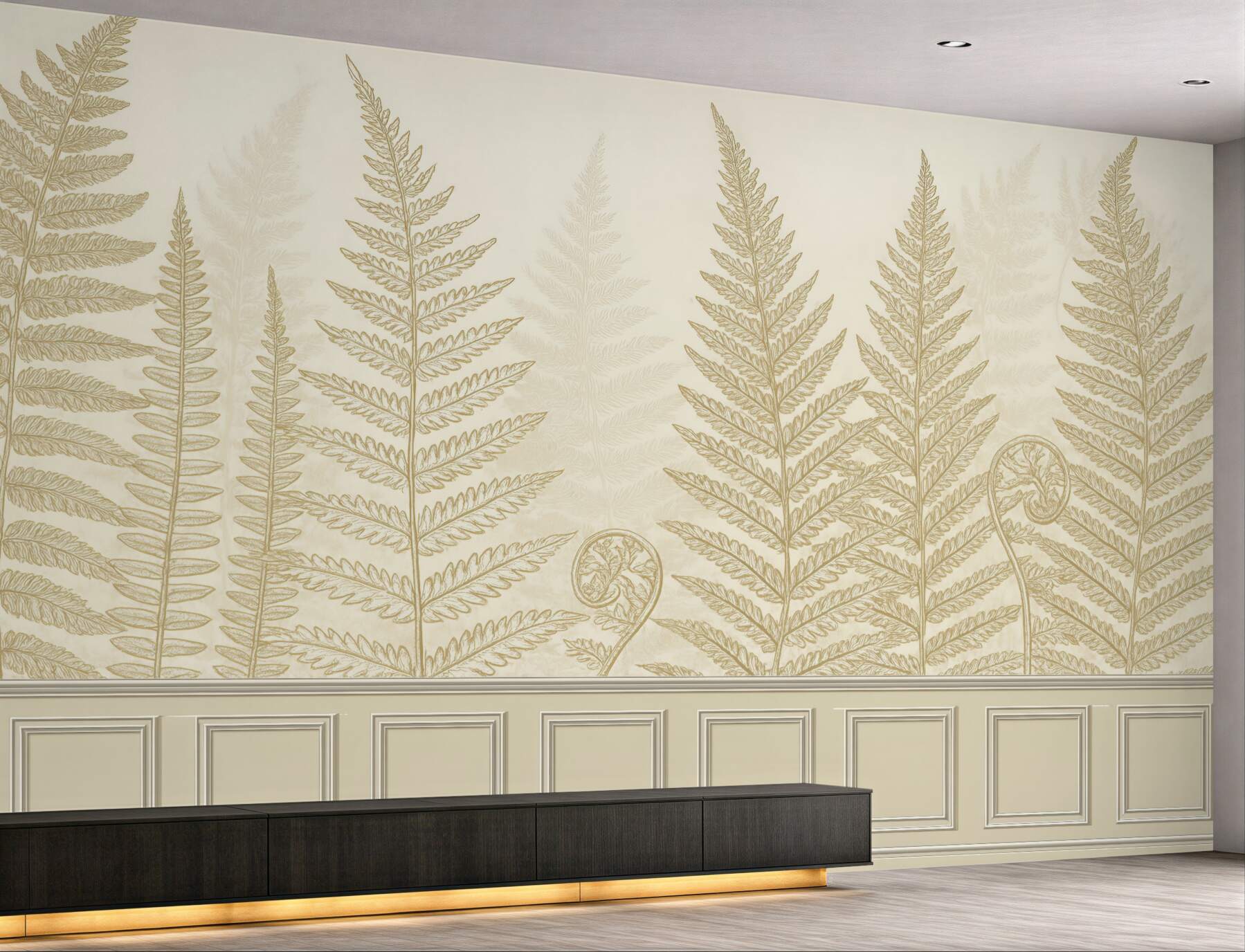 Fototapeta złote paprocie w klasycznej elegancji
