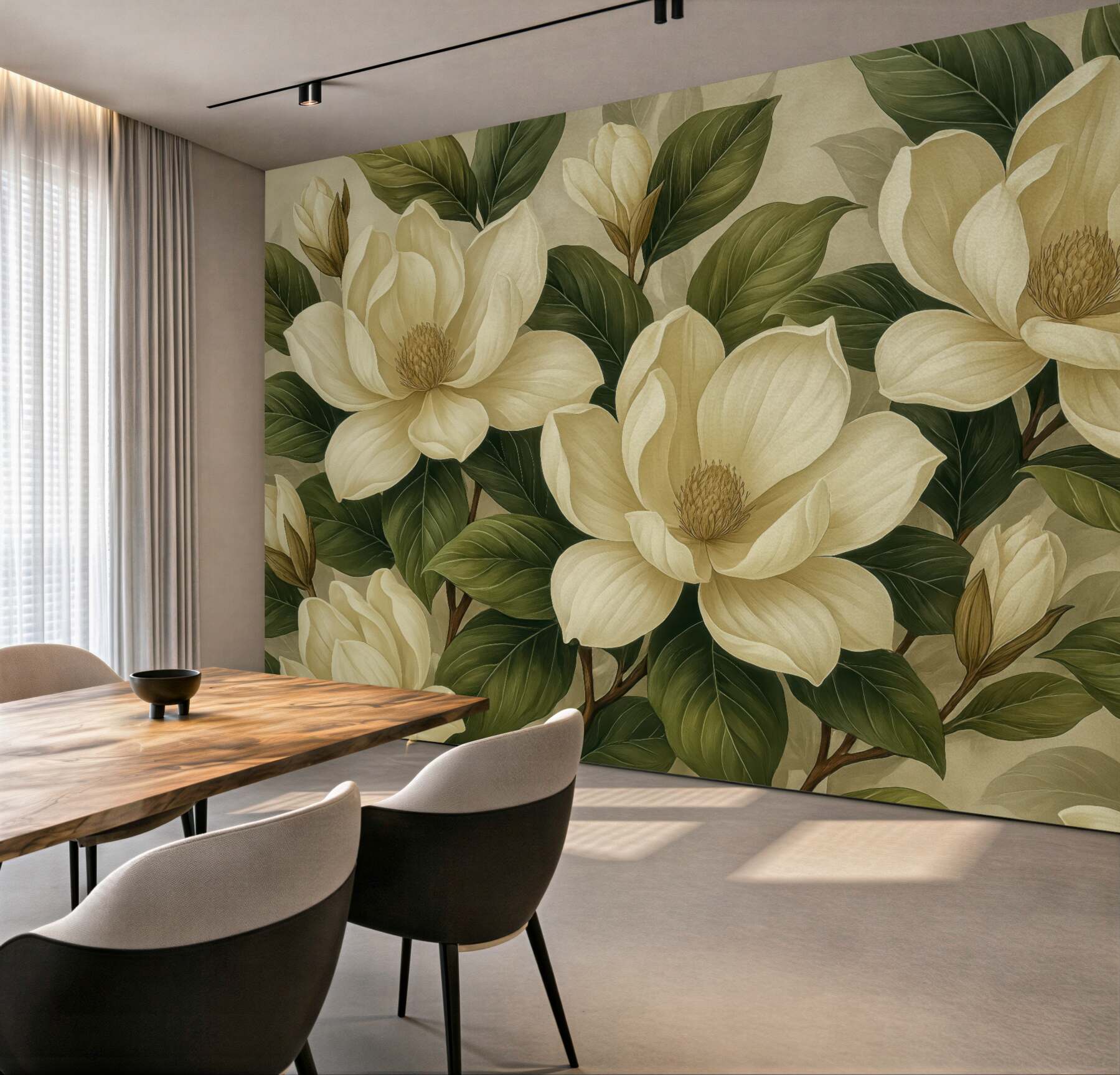 Fototapeta kremowe magnolie w eleganckim stylu