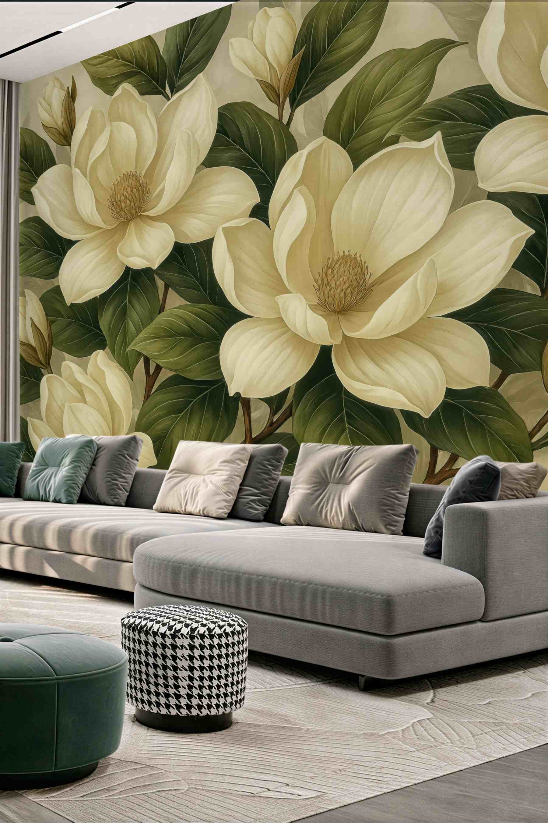 Fototapeta kremowe magnolie w eleganckim stylu