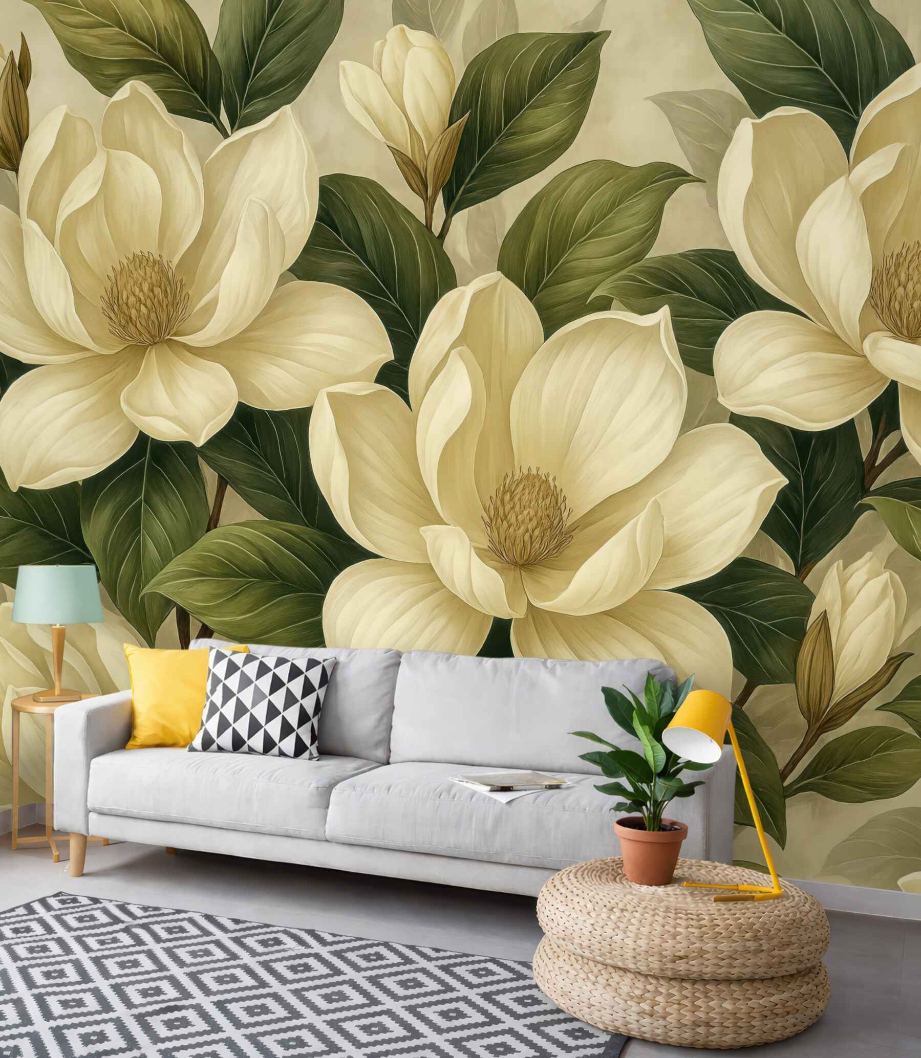 Fototapeta kremowe magnolie w eleganckim stylu