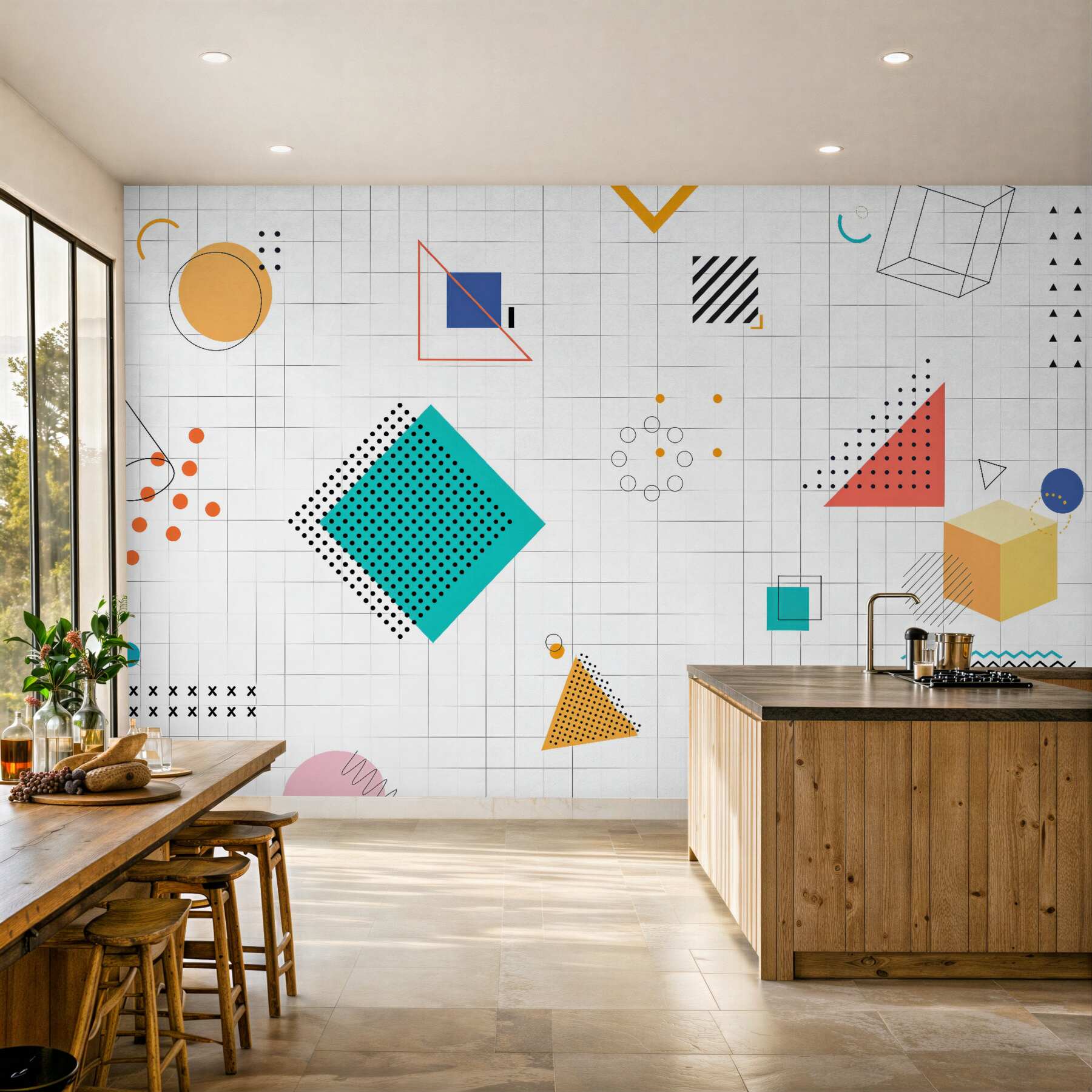 Fototapeta kolorowa geometria w stylu memphis