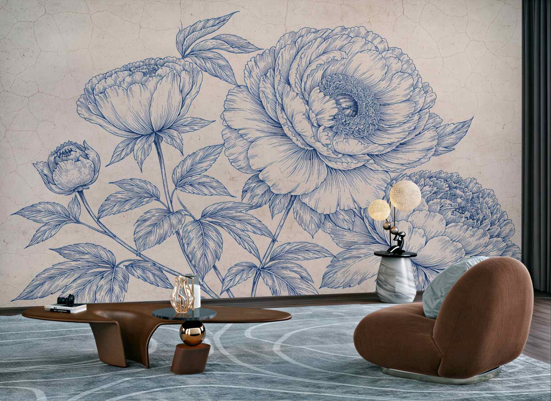 Fototapeta botaniczne piwonie w stylu vintage