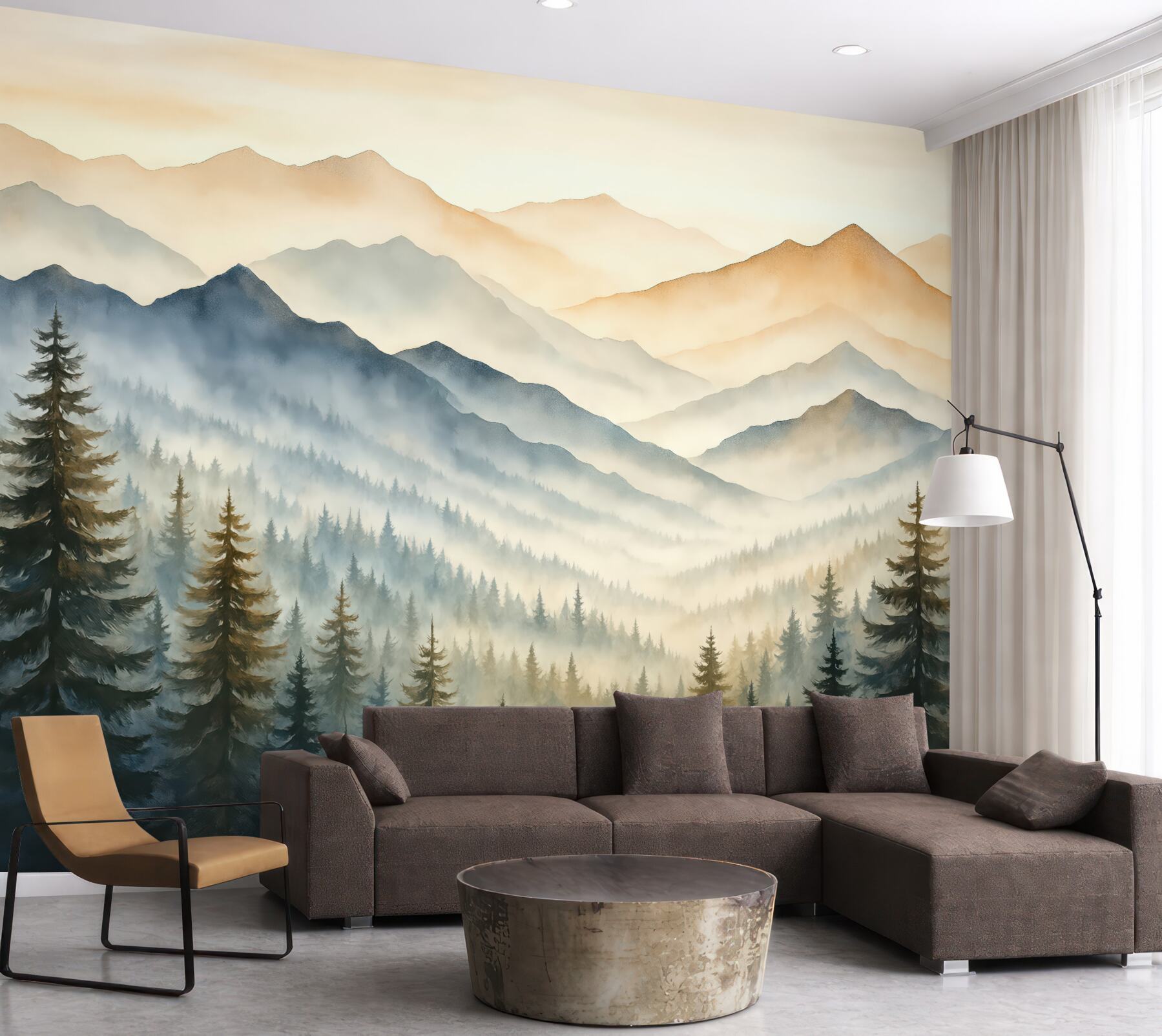 Fototapeta mglista panorama górskiego świtu
