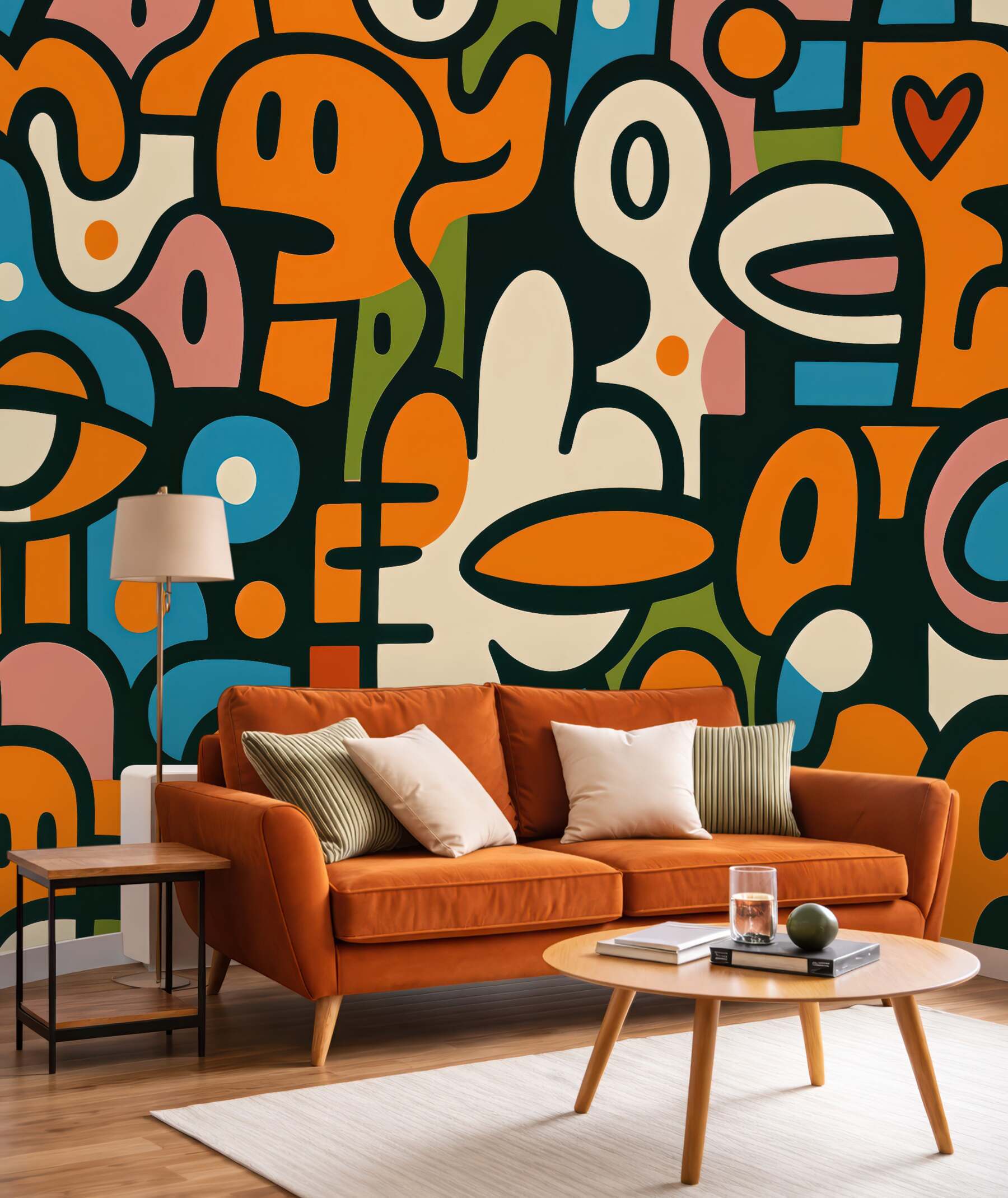 Fototapeta abstrakcyjny miejski graffiti w pomarańczu