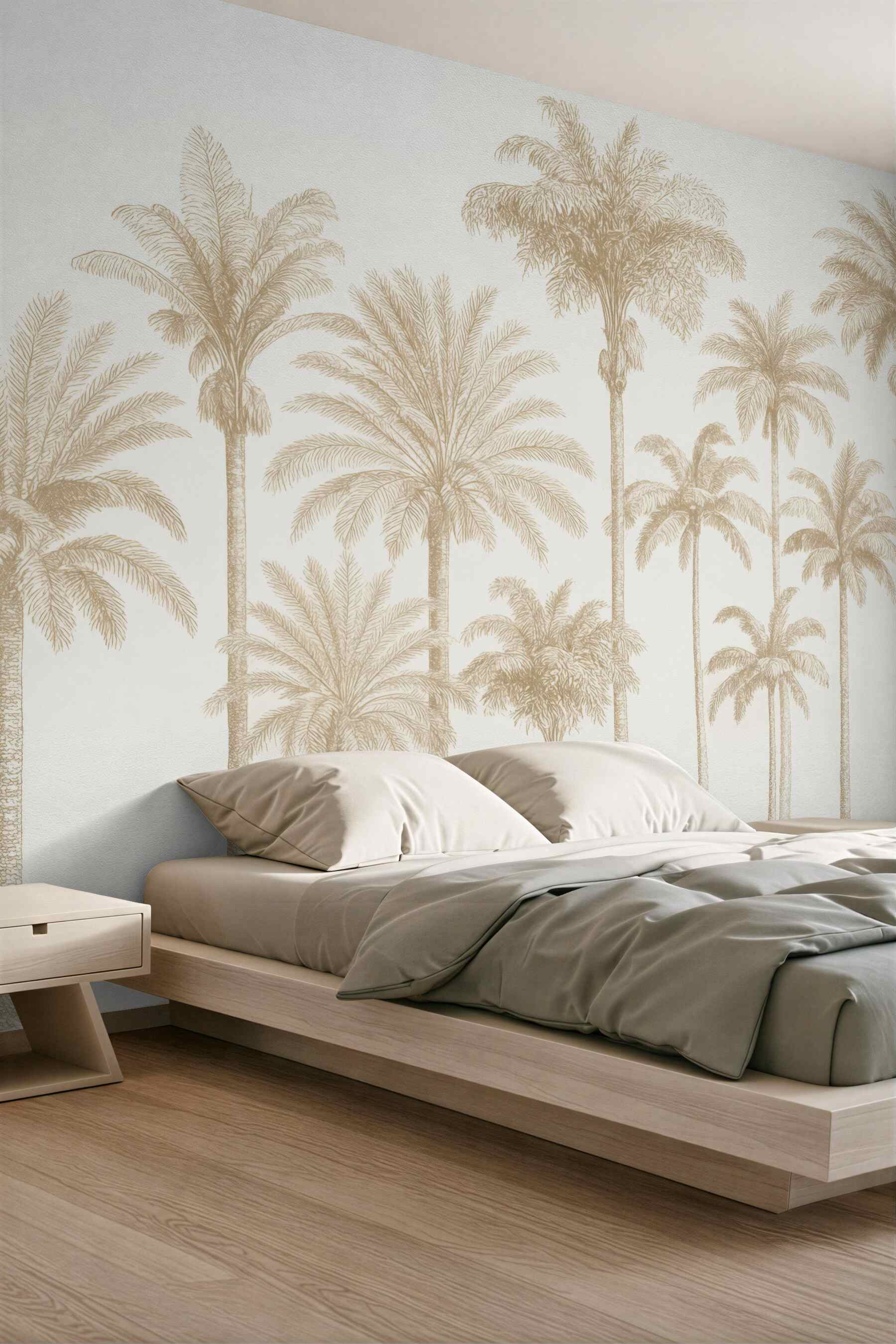Fototapeta beżowe palmy w minimalistycznym stylu
