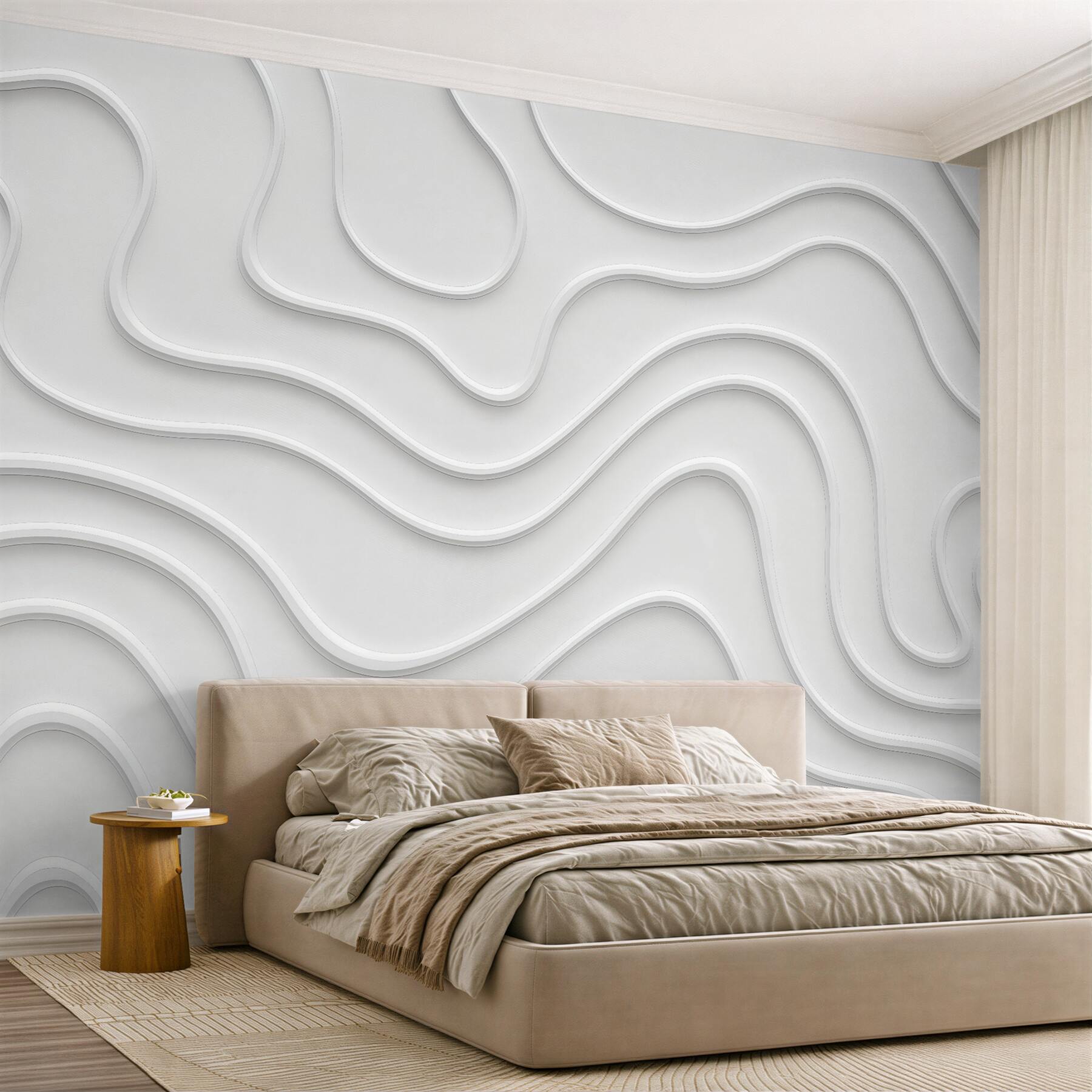 Fototapeta białe falujące linie 3d minimalistyczne