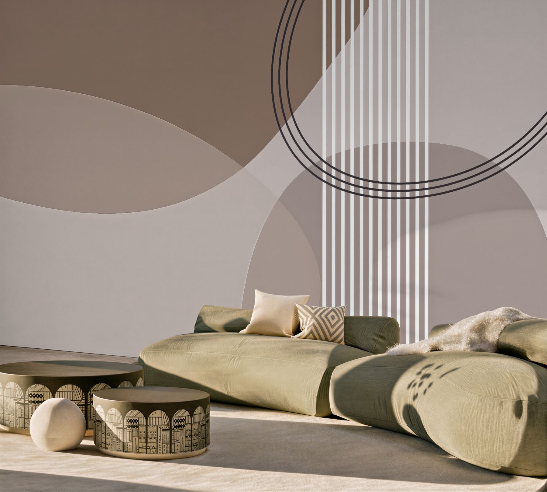 Fototapeta geometryczna harmonia w taupe
