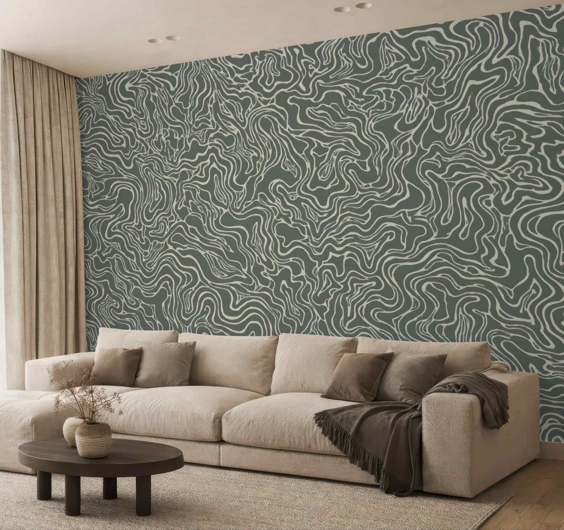 Fototapeta organiczne linie w szarej abstrakcji