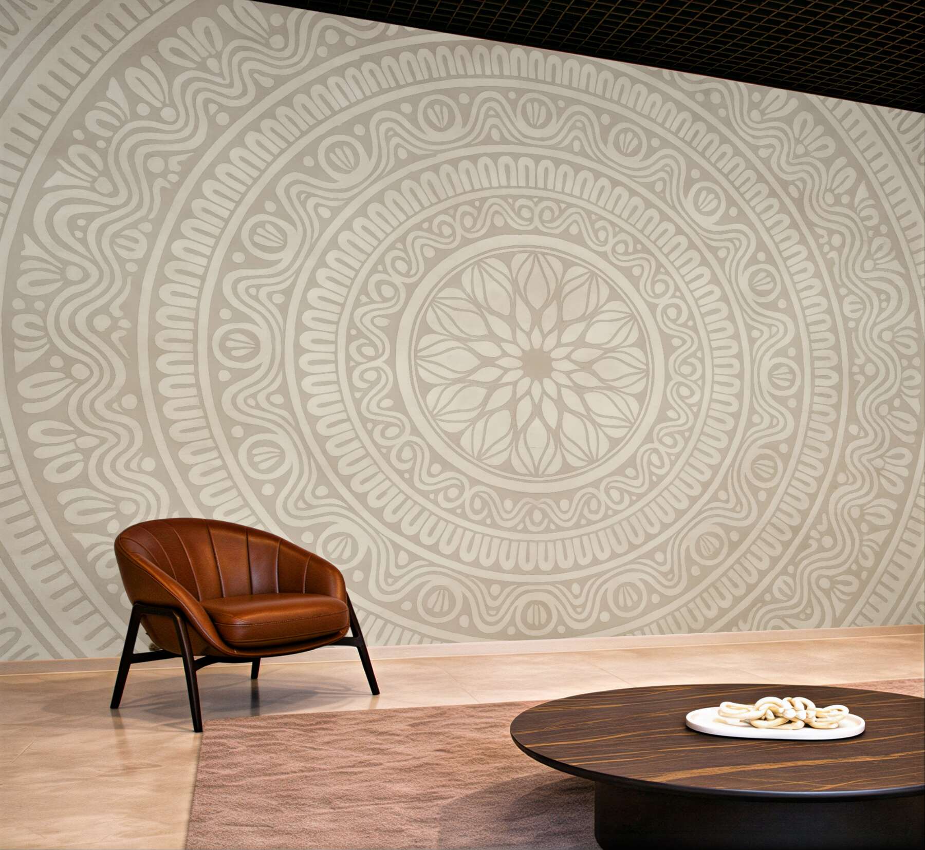 Fototapeta kremowa mandala w harmonijnym stylu