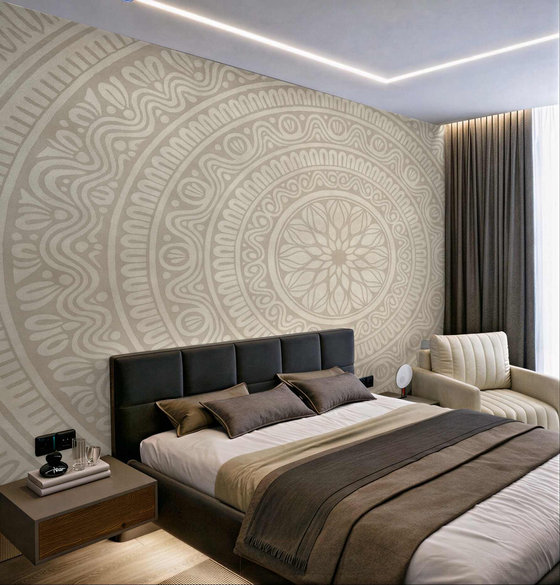 Fototapeta kremowa mandala w harmonijnym stylu