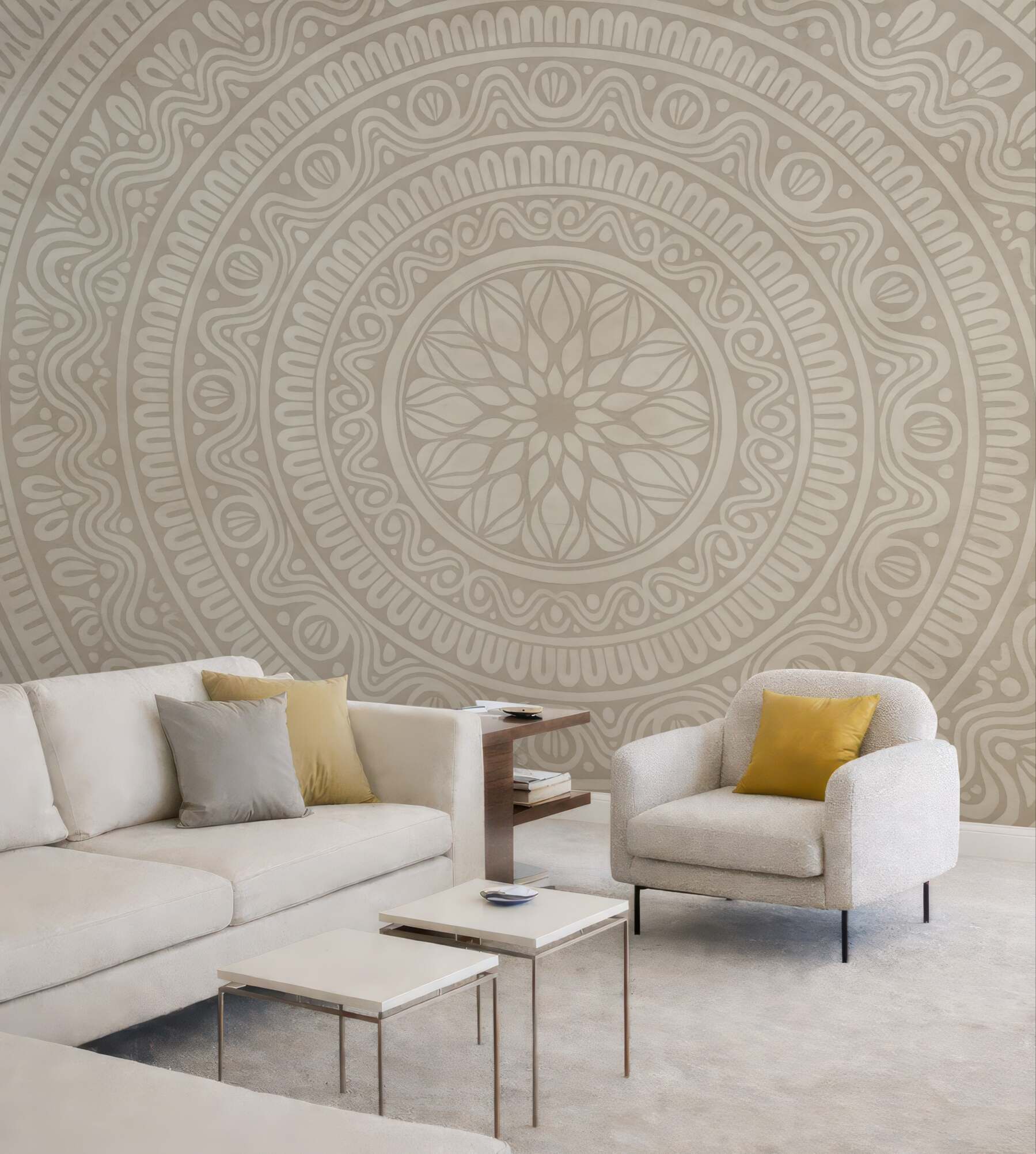 Fototapeta kremowa mandala w harmonijnym stylu