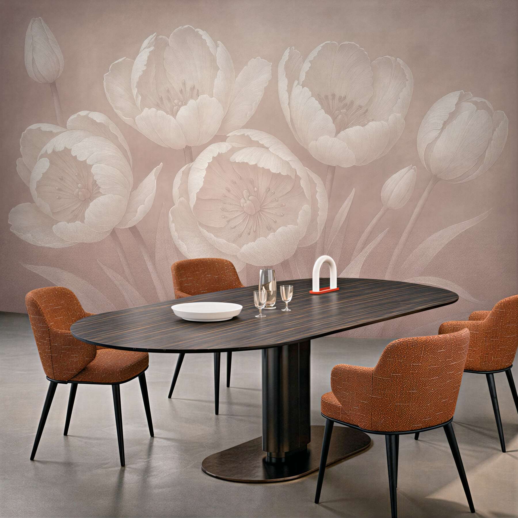 Fototapeta pudrowe tulipany w subtelnej elegancji