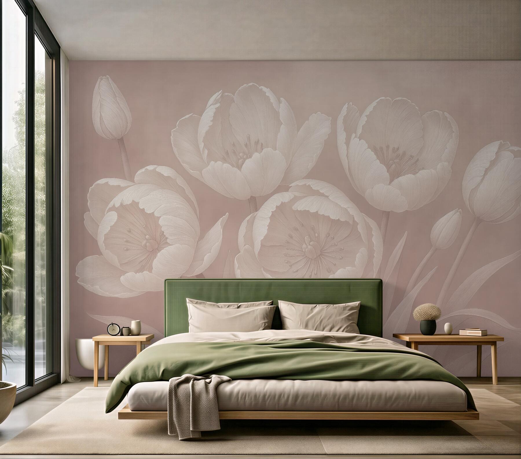 Fototapeta pudrowe tulipany w subtelnej elegancji