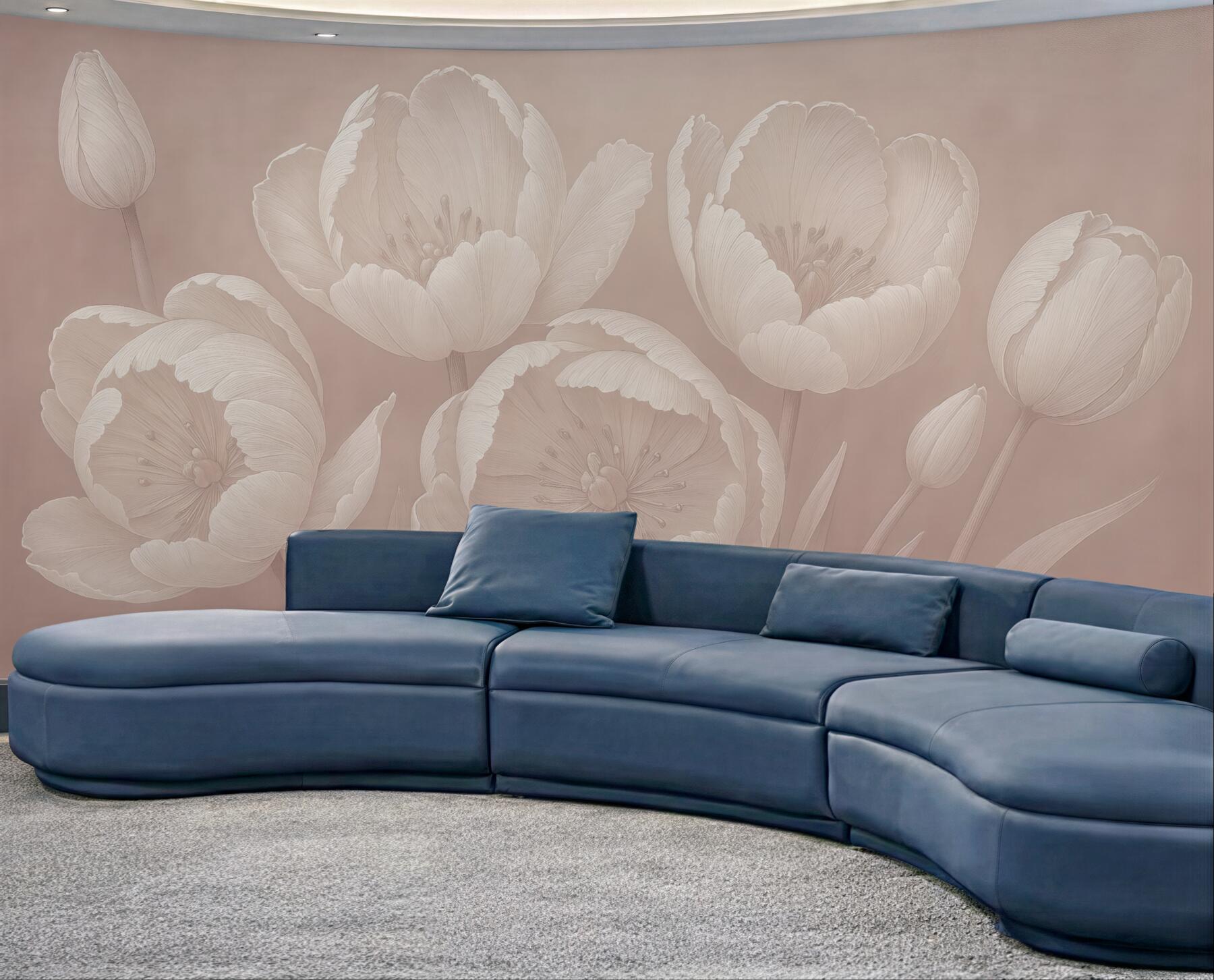 Fototapeta pudrowe tulipany w subtelnej elegancji
