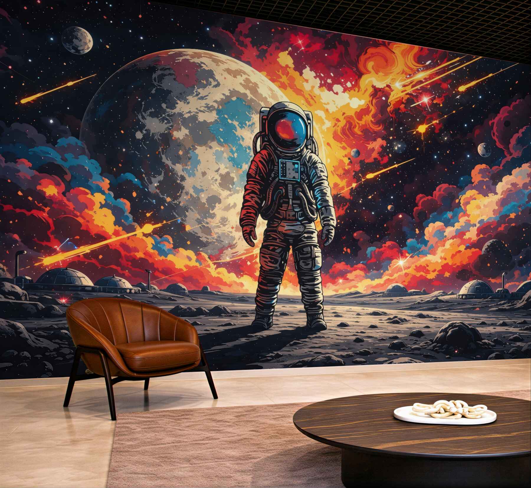 Fototapeta astronauta w kosmicznej eksplozji barw