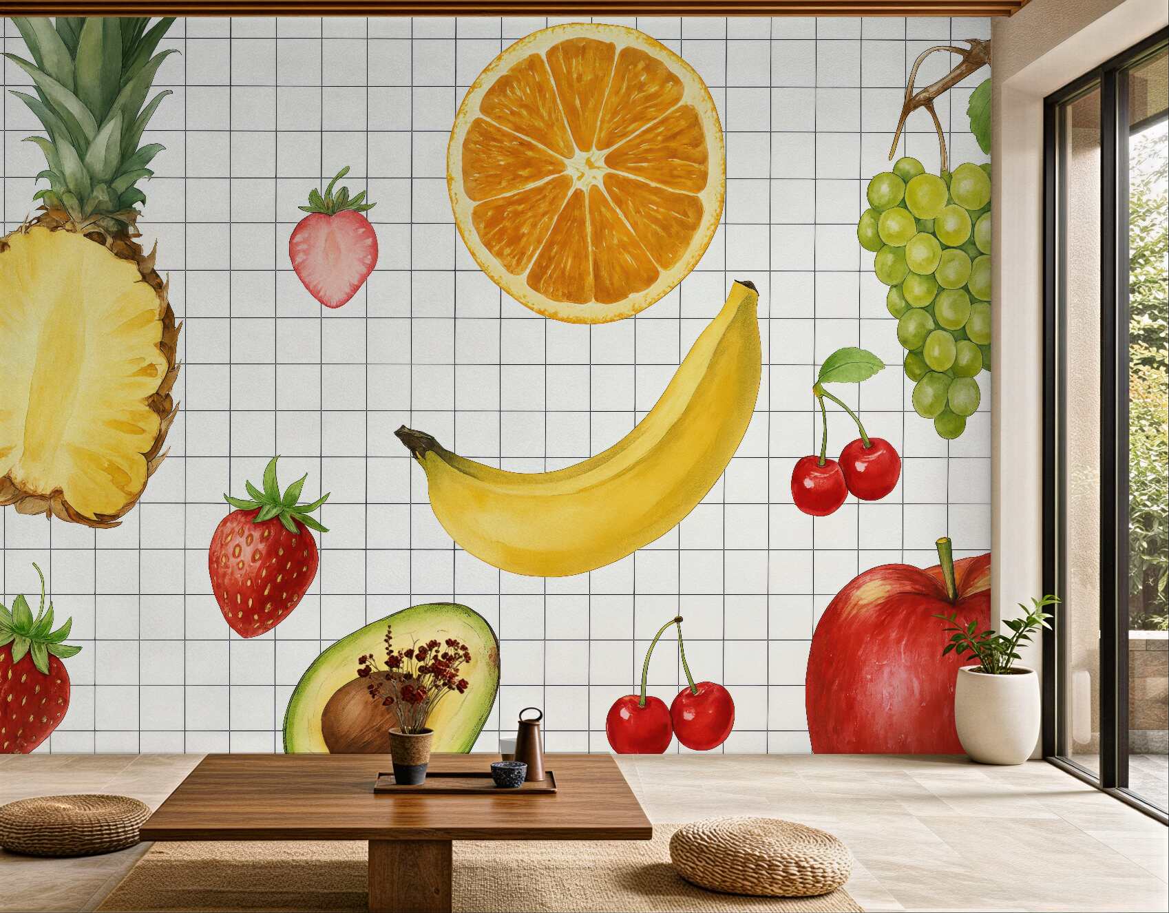 Fototapeta kolorowe owoce na kuchennej kratce