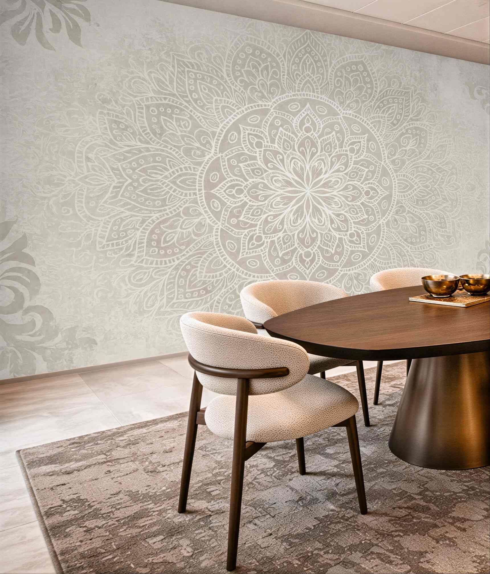 Fototapeta beżowa mandala w spokojnym stylu