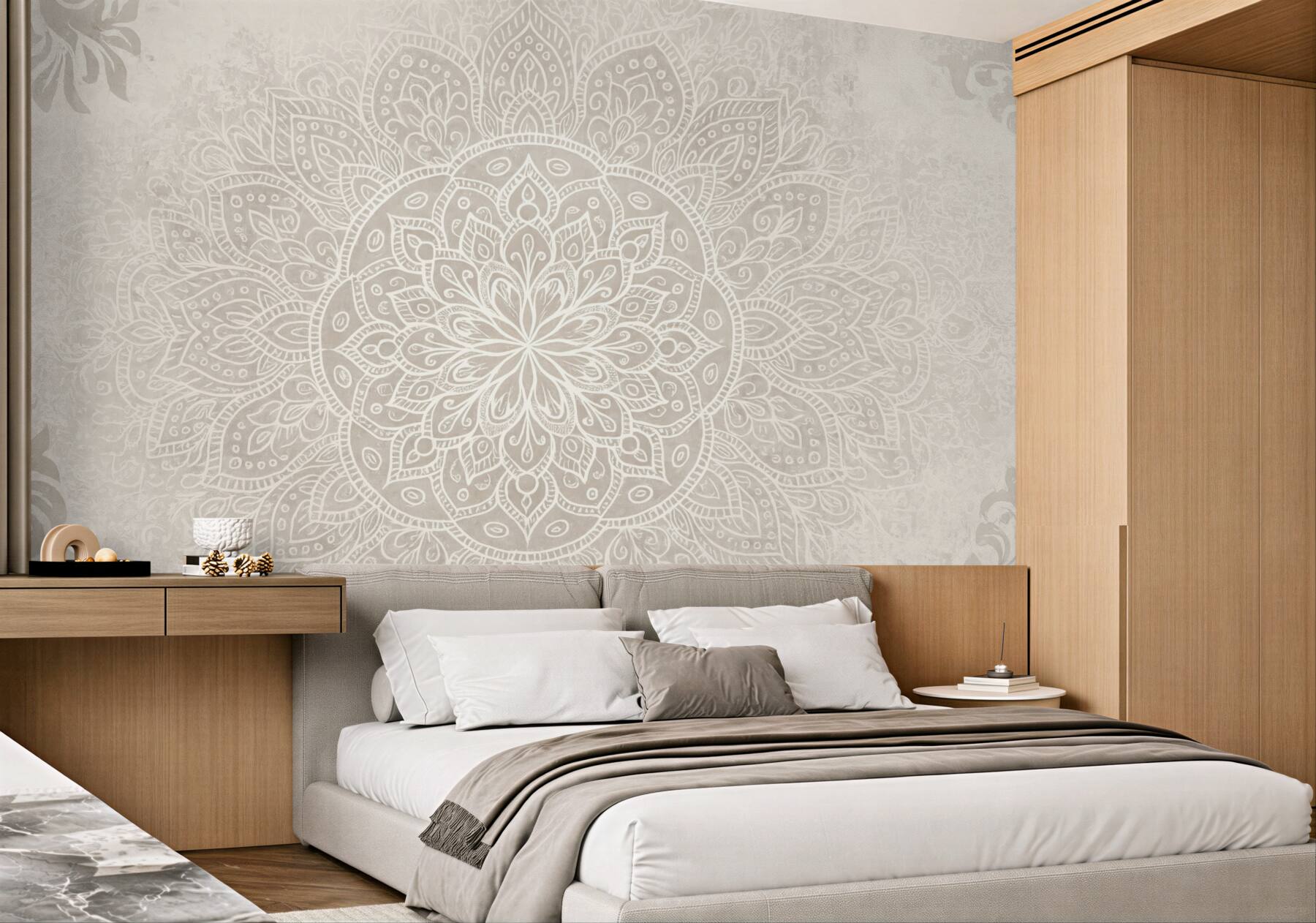 Fototapeta beżowa mandala w spokojnym stylu