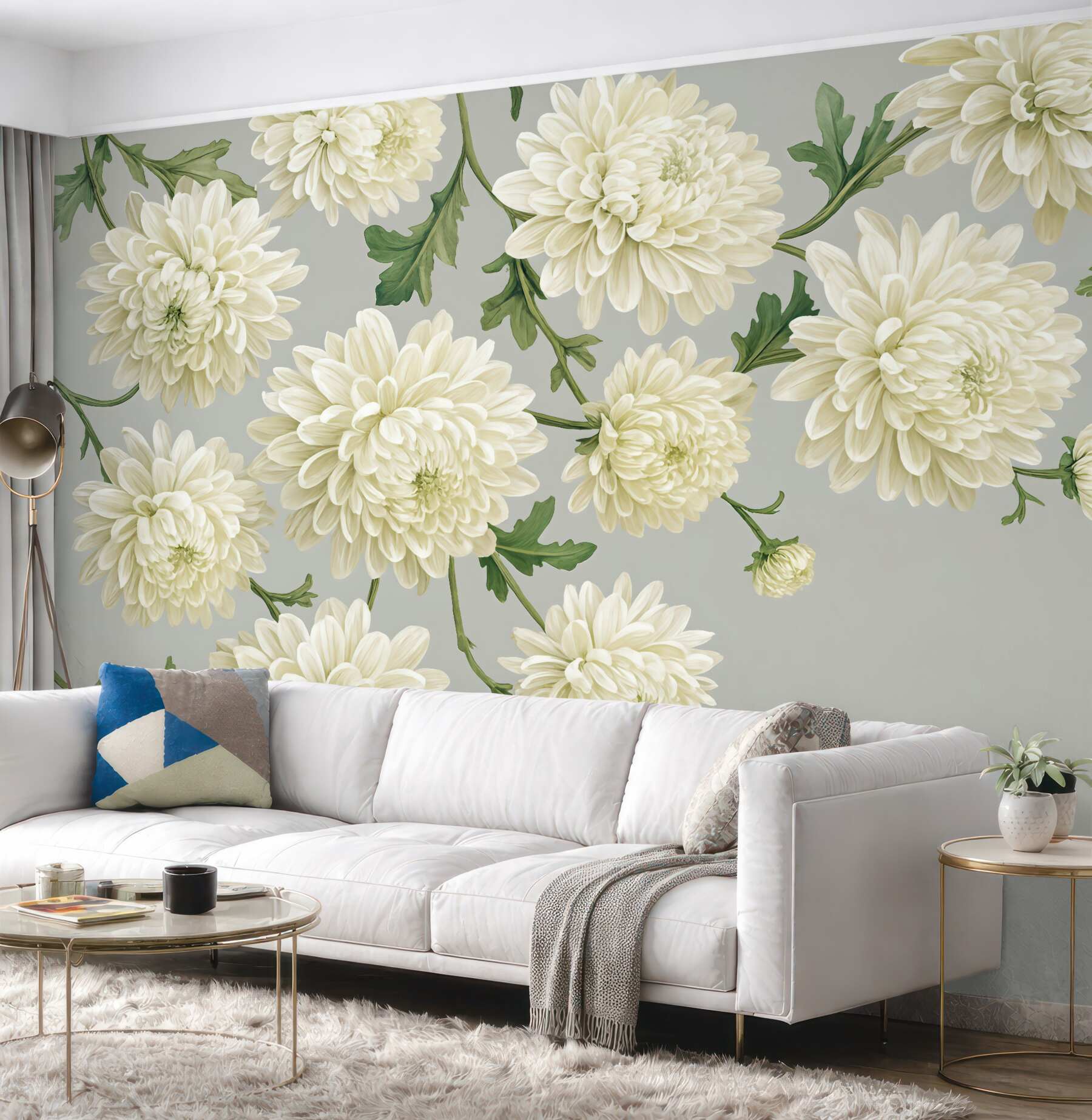 Fototapeta kremowe chryzantemy w subtelnej elegancji
