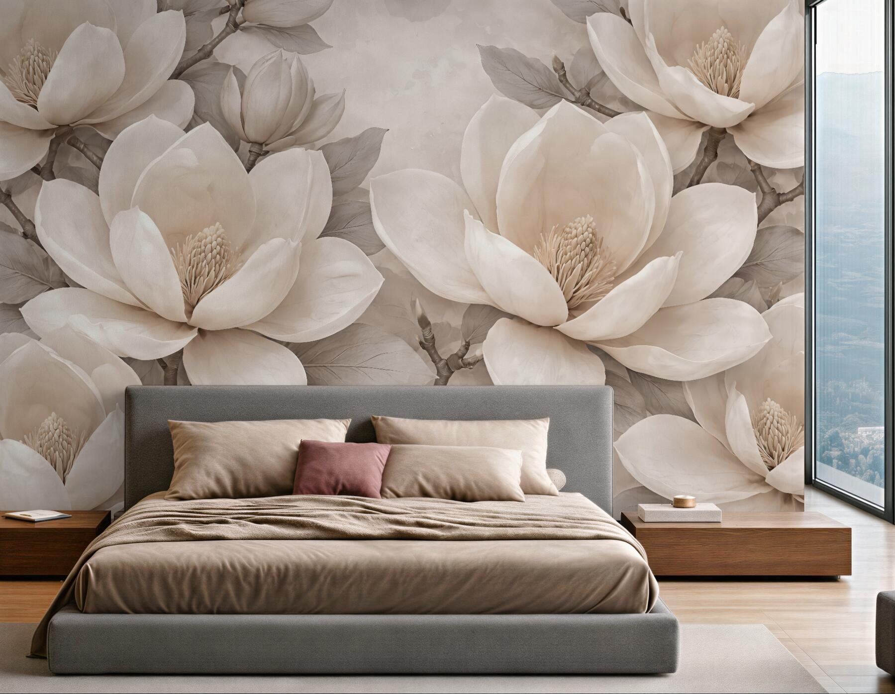 Fototapeta eleganckie magnolie w beżowej harmonii