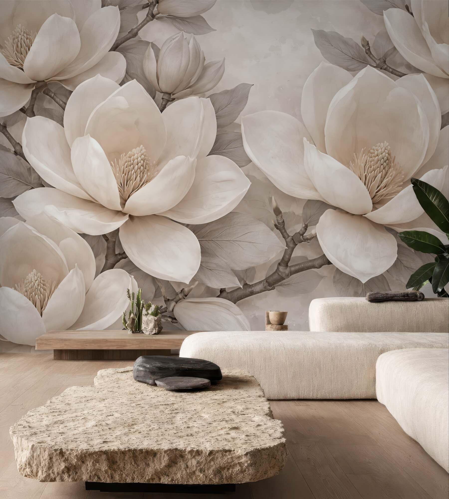 Fototapeta eleganckie magnolie w beżowej harmonii