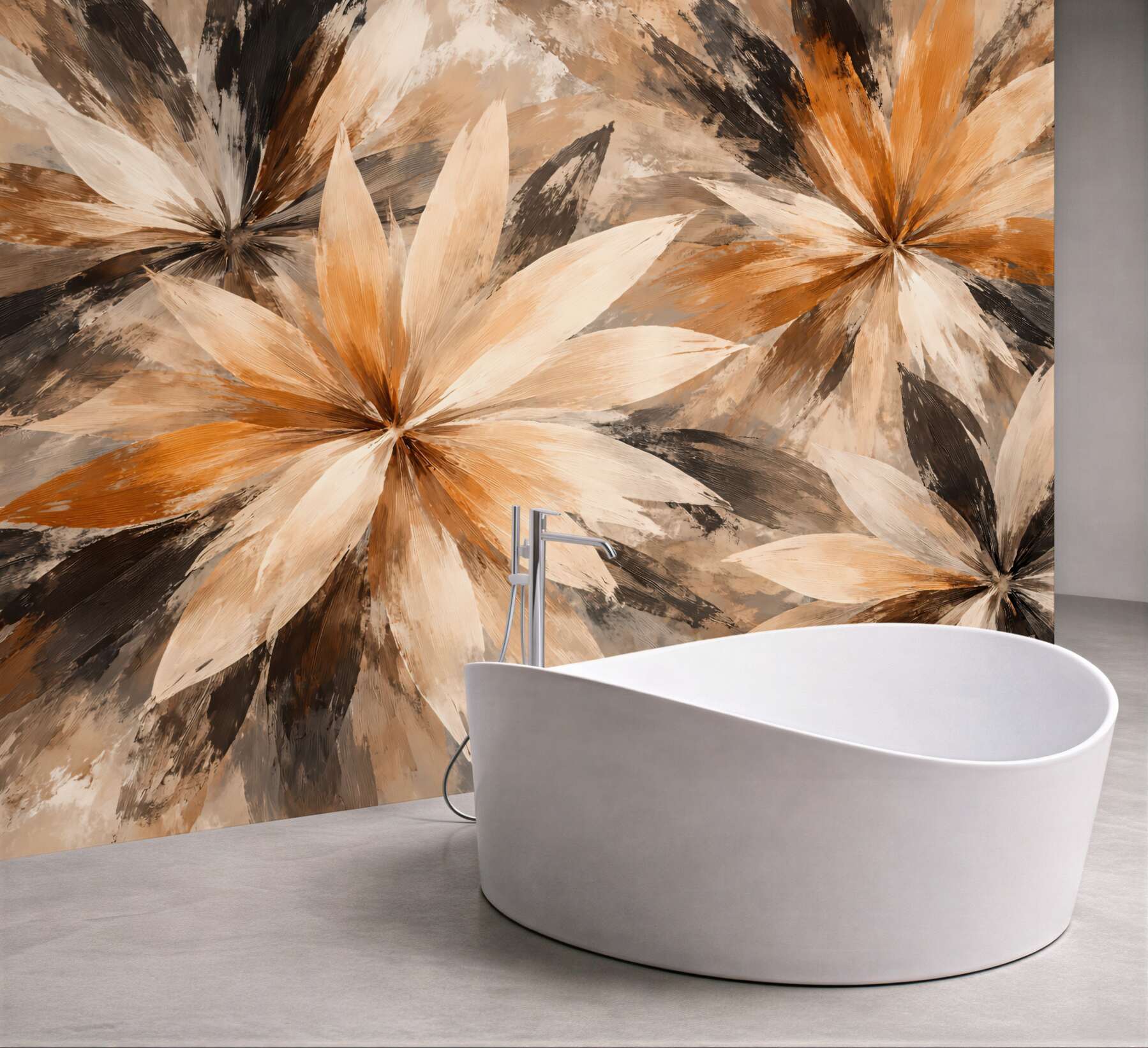 Fototapeta abstrakcyjne kwiaty w ciepłych tonach