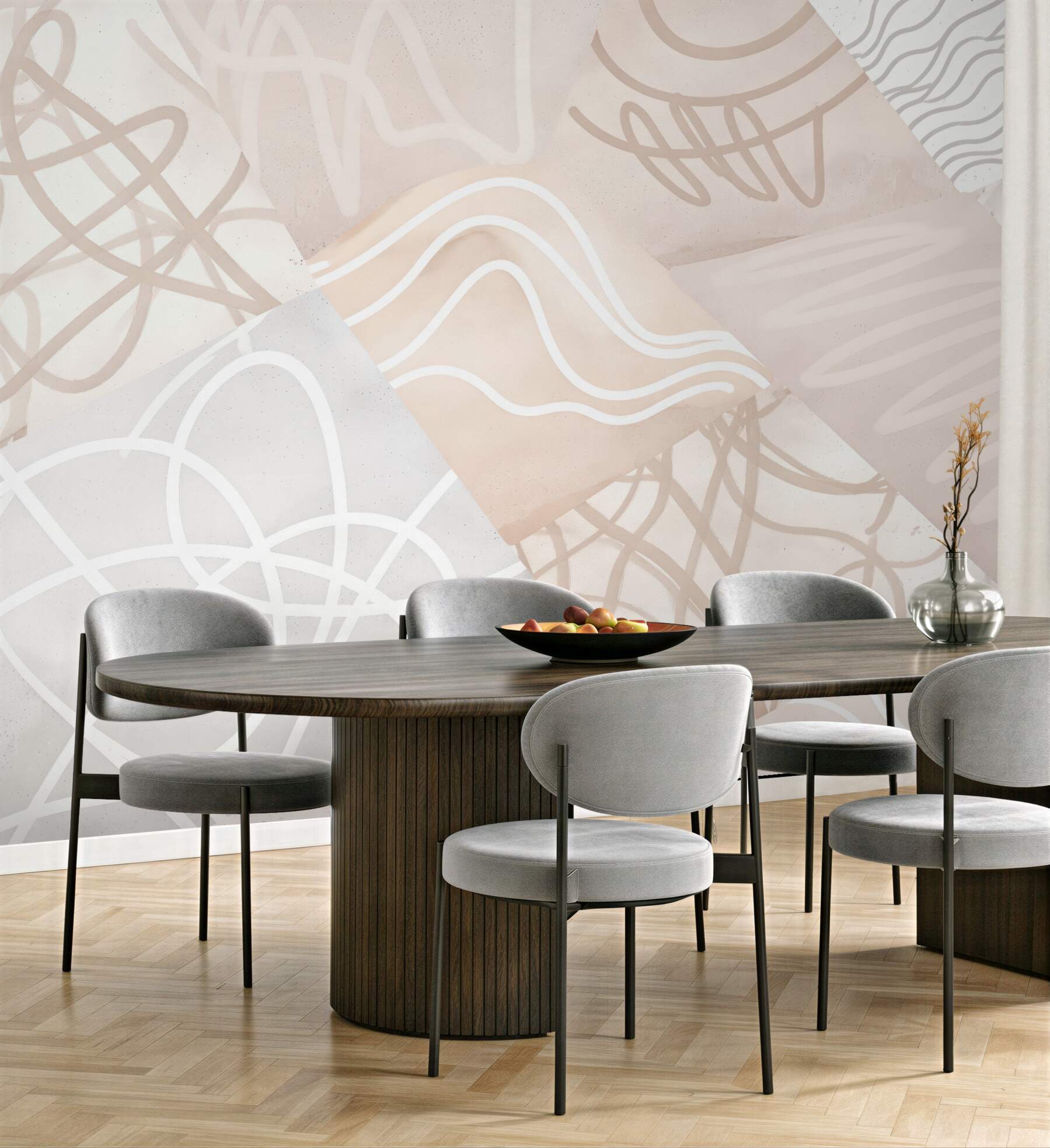 Fototapeta pastelowy kolaż abstrakcyjnych linii
